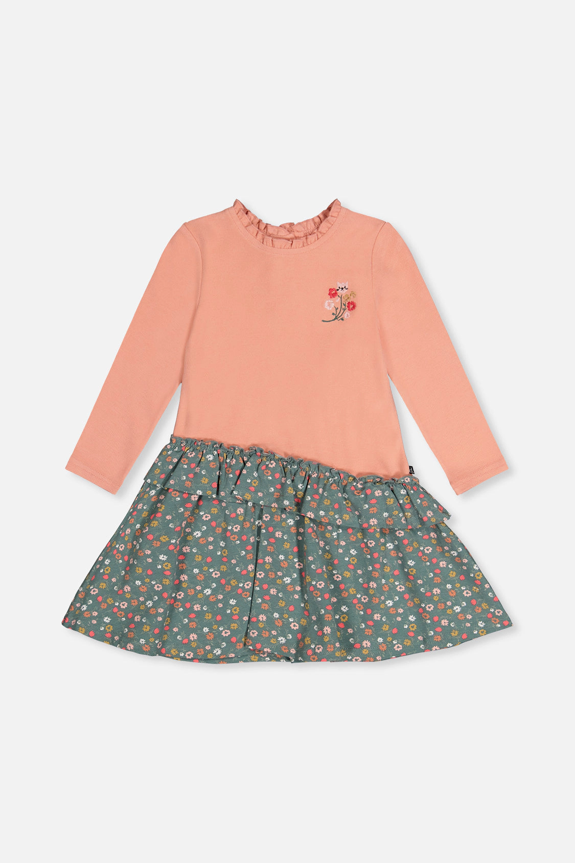 Deux par Girls Floral Print Bi-Material Dress