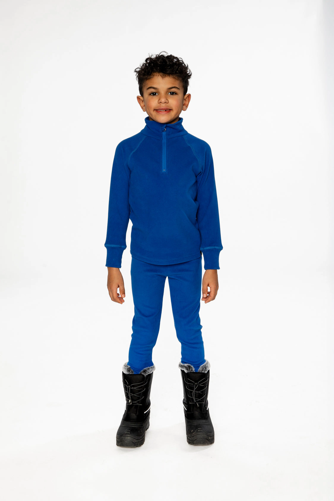 Deux par Boys Two Piece Half-Zip Thermal Underwear Top and Pants Set