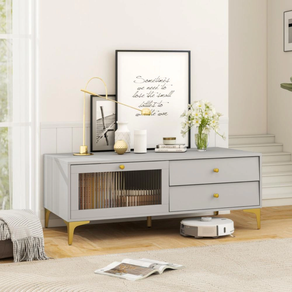 Hivvago Tv Stand With Compartment And Drawers For 55 Inch Tv-Gray