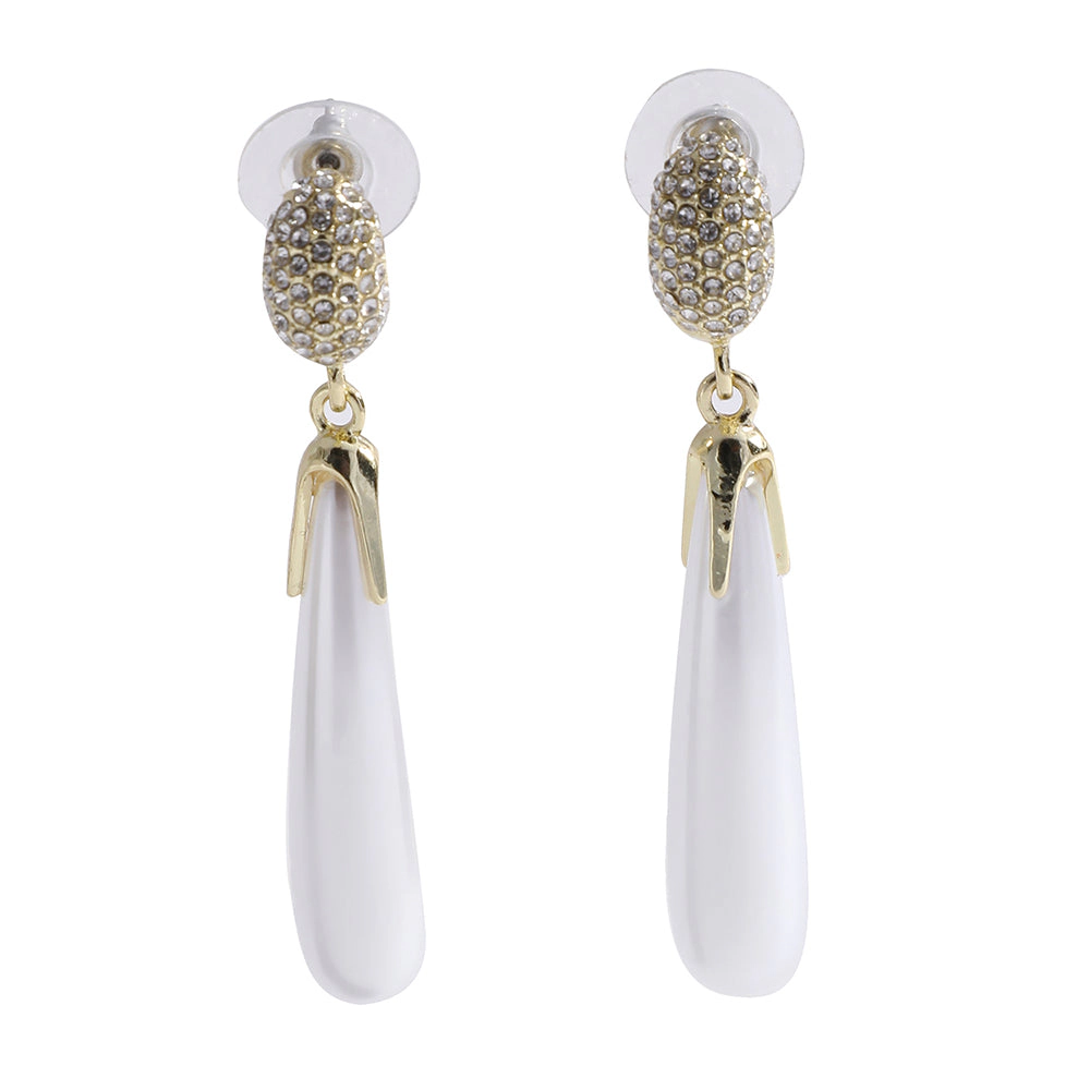 SOHI Women's White Elongated Drop Earrings