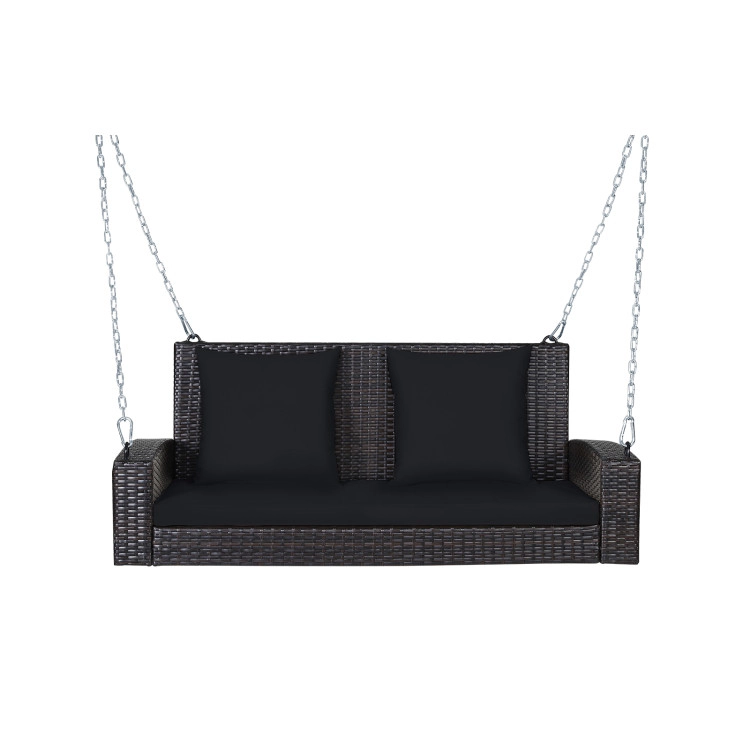 Hivvago 2-Person Patio Rattan Porch Swing With Cushions