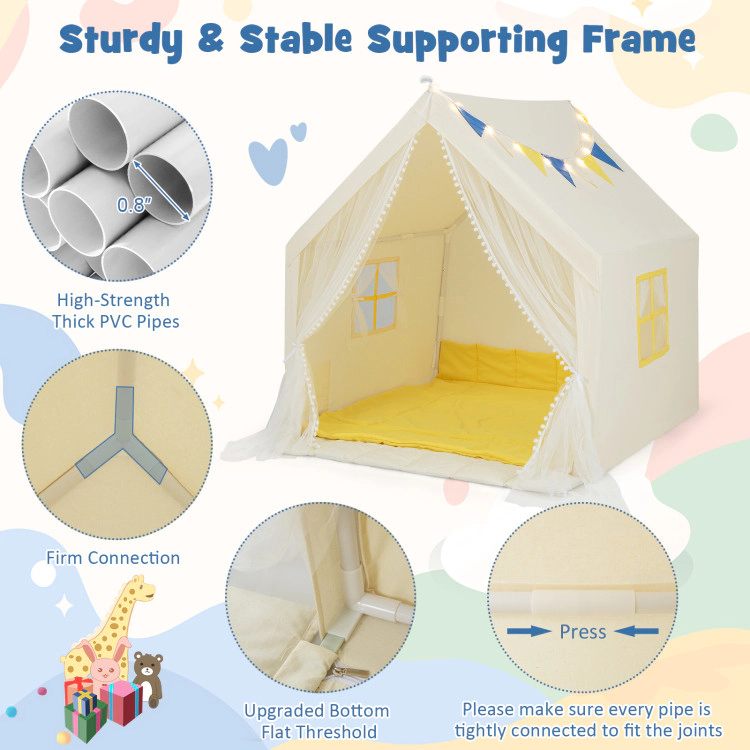 Hivvago 48 x 42 x 50 Inch Large Play Tent with Washable Cotton Mat Holiday Birthday Gift for Kids