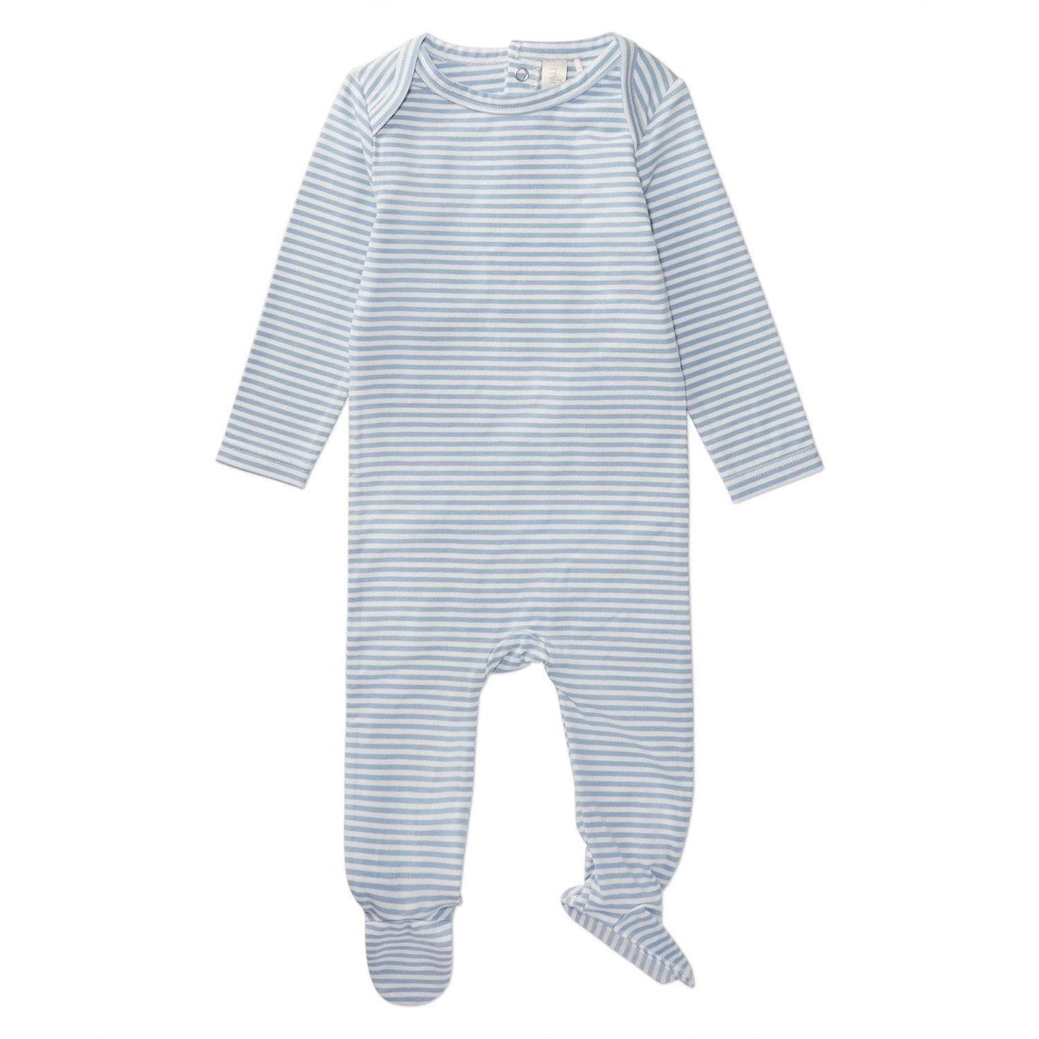 MeMoi Baby and Toddler Striped Cotton/Modal Shoulder-Flap Footie