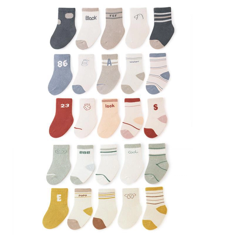 MyKids-USA Baby Unisex Breathable Preppy Socks 5-Pair Set X-Large