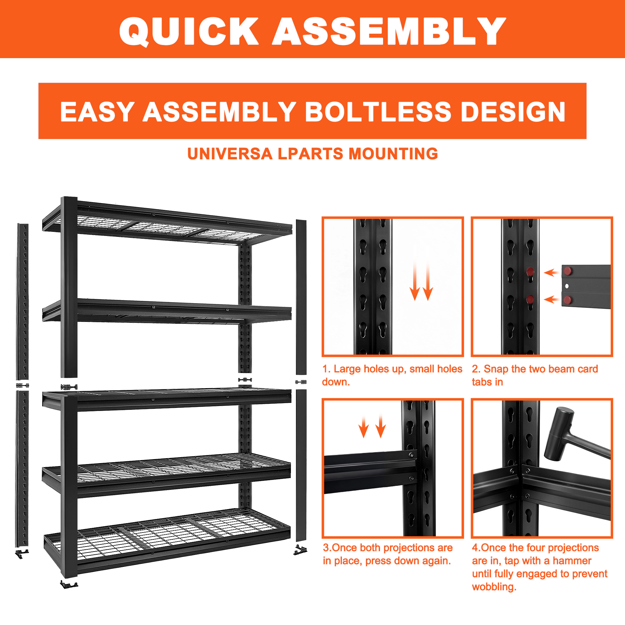 Flynama 5 Tier Heavy Duty Black Metal Utility Shelving Unit Solid Ventilated Shelves 60 in W x 24 in D x 72 in H