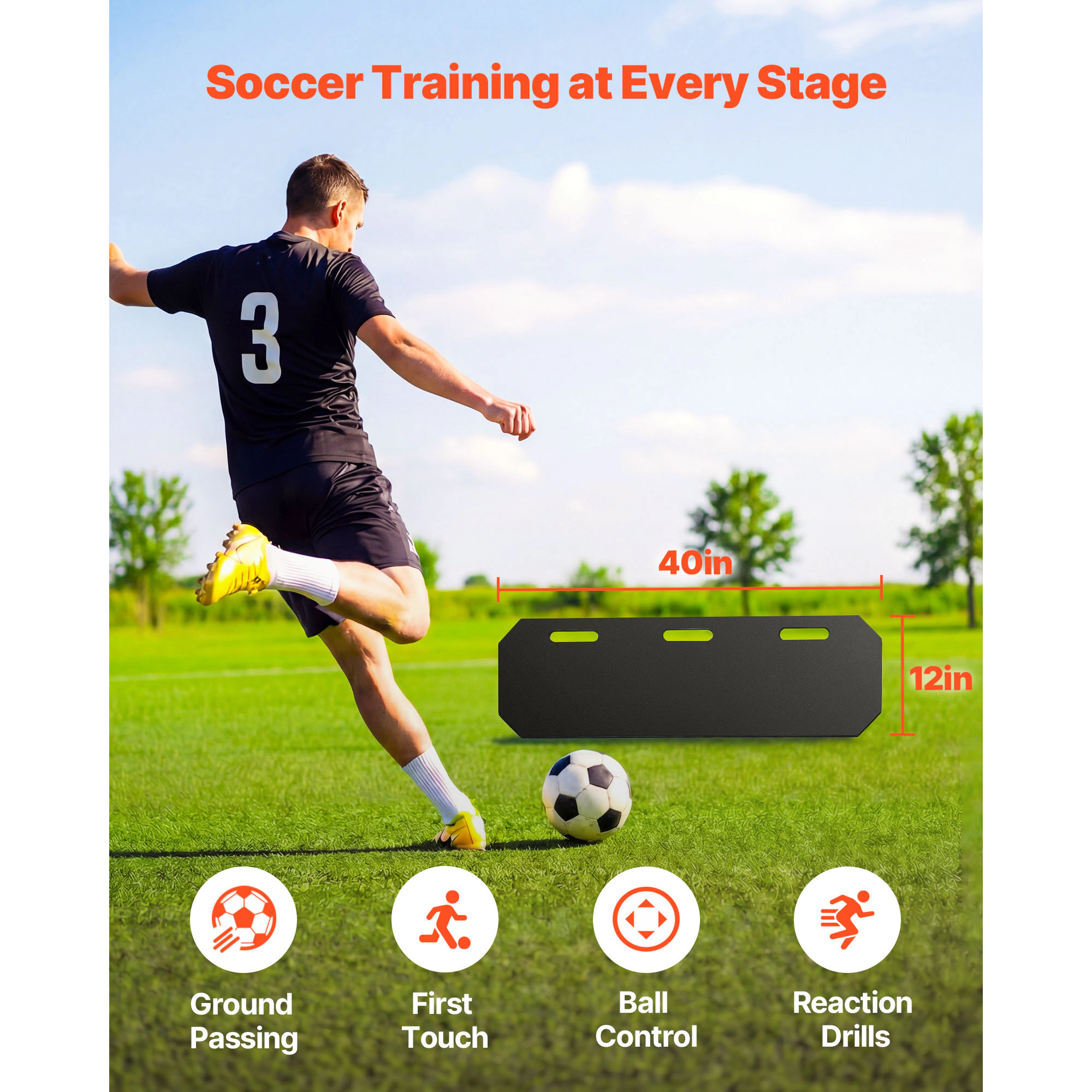 HONGGE Soccer Rebounder Board Portable Soccer Wall with 2 Angles Rebound Foldable HDPE Kickback Rebound Board Soccer