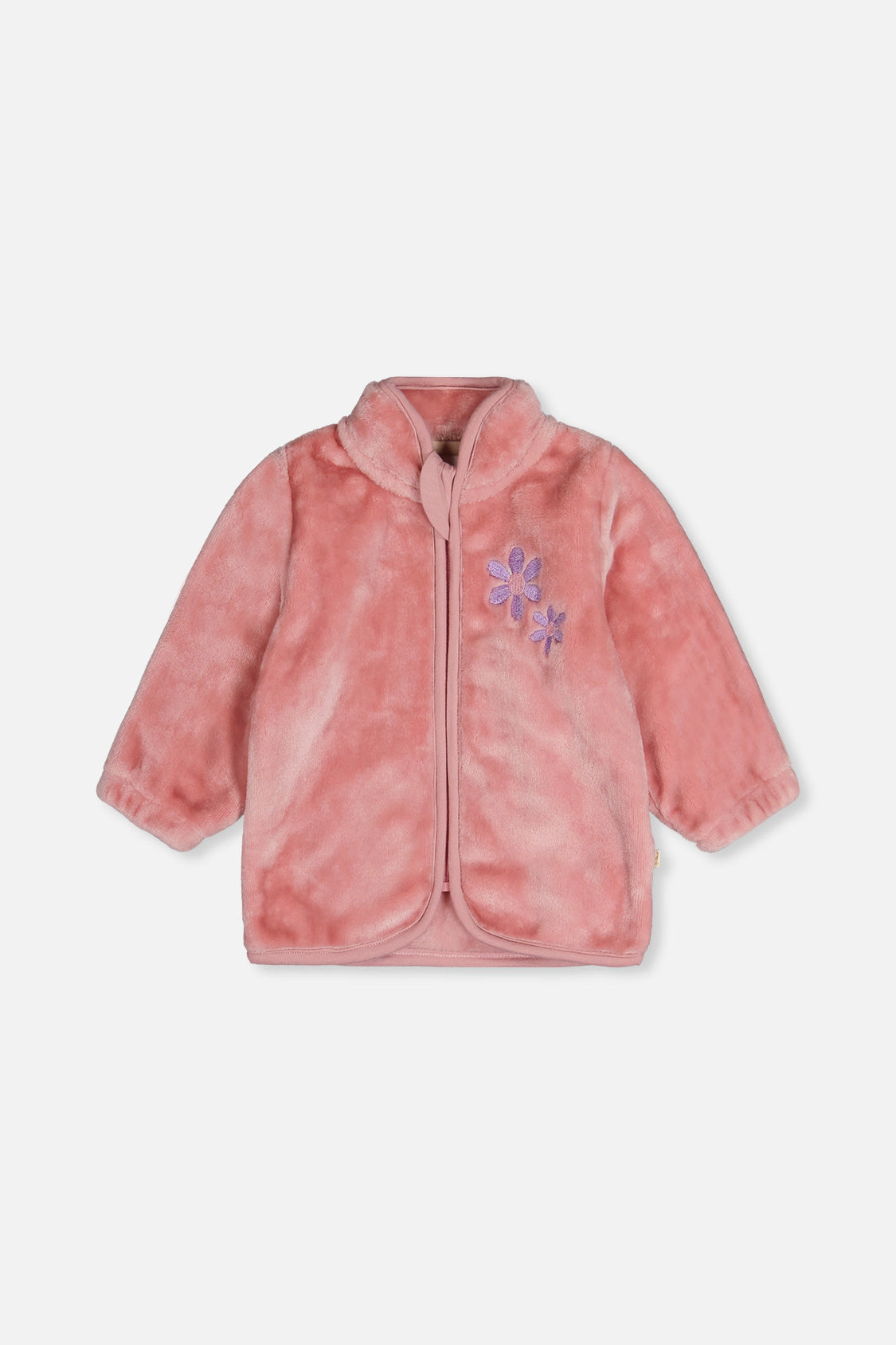 Deux par Girls Plush Flower Embroidered Zip Jacket