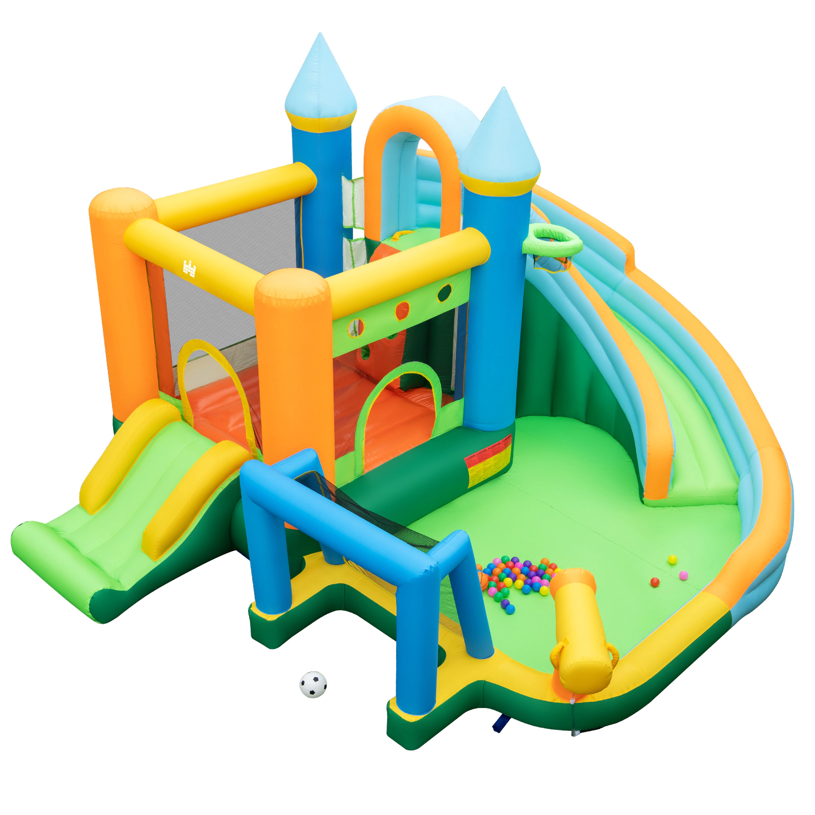 SUGIFT Inflatable Bounce House with 147-in Dual Water Slides and Splash Pool for Backyard Play