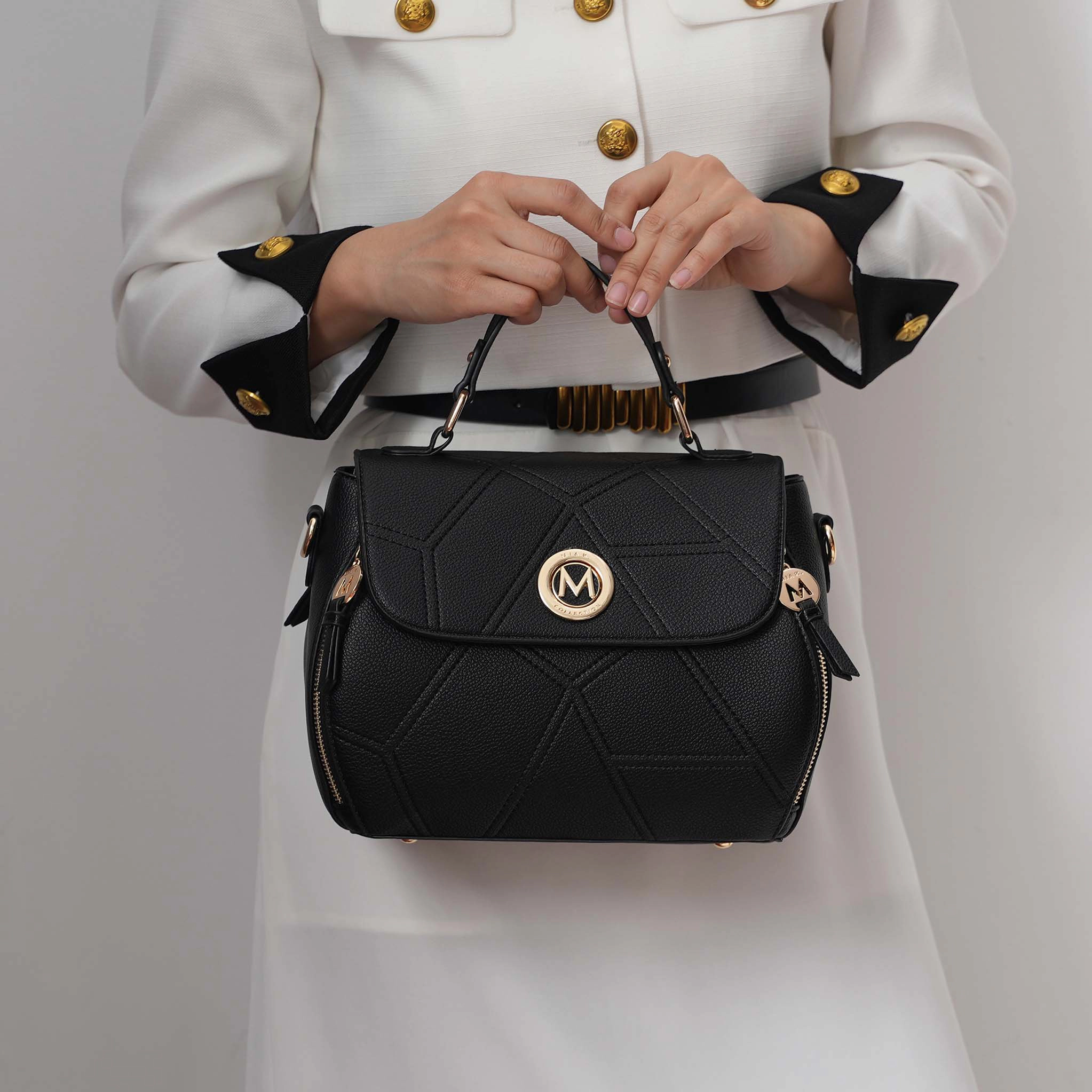 MKF Collection by Mia K Clementine Satchel - Vegan Pebbled Faux Leather Handbag, Gold-Tone Hardware
