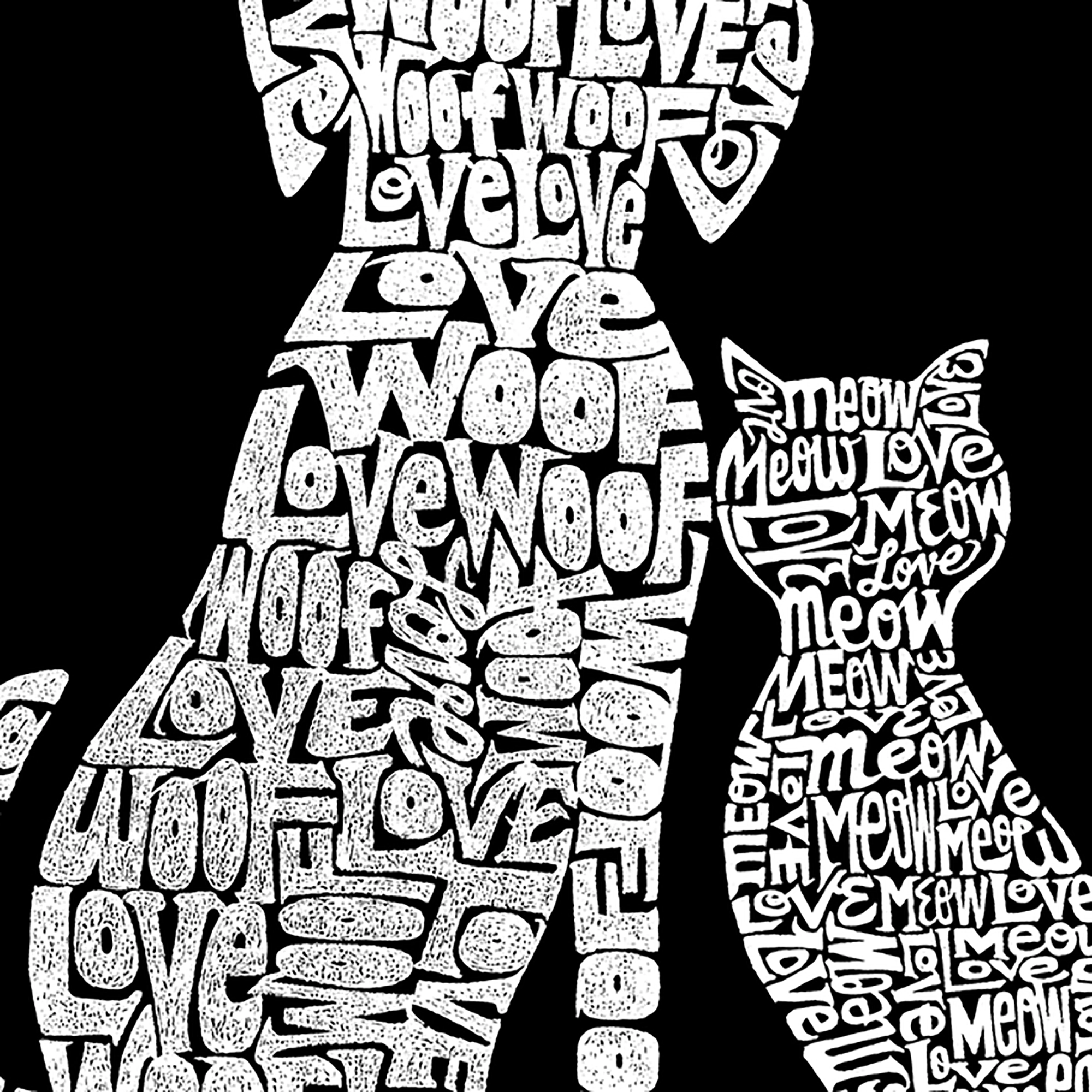 LA Pop Art Dogs and Cats - Men's Word Hooded Sweatshirt