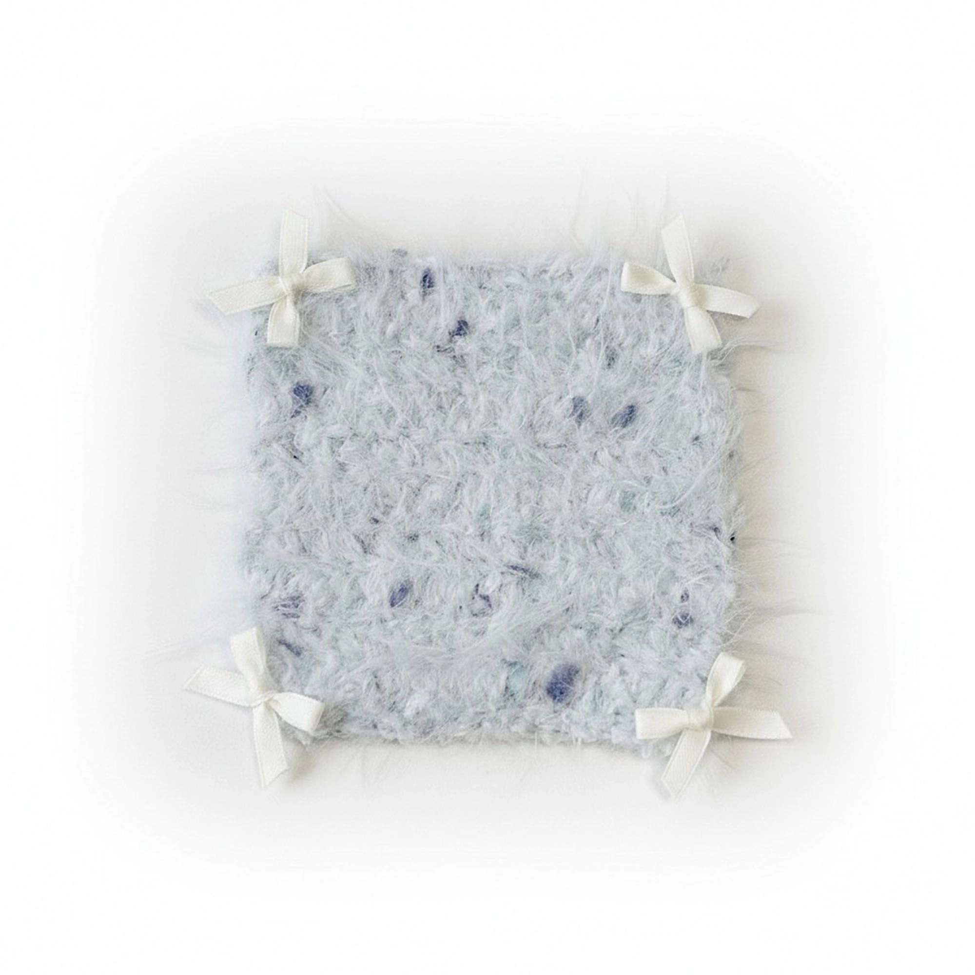 Alilang Unisex Plush Knit Coaster with Bow Corners Soft Table Protector