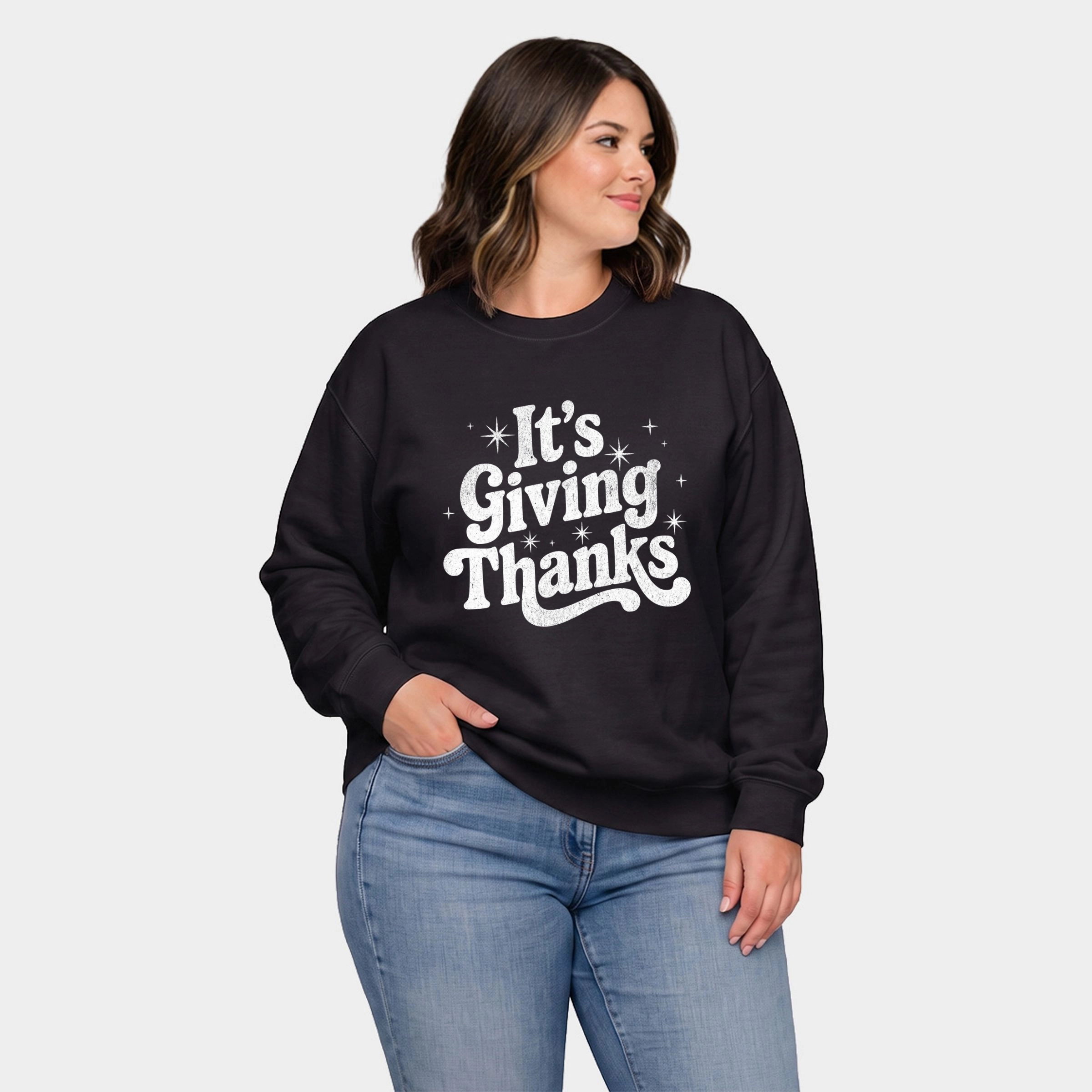 Simply Sage Market - Women's Plus Sized Graphic Sweatshirt Its Giving Thanks