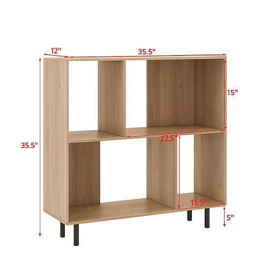 Hivvago Open Bookcase with 4 Spacious Storage Compartments