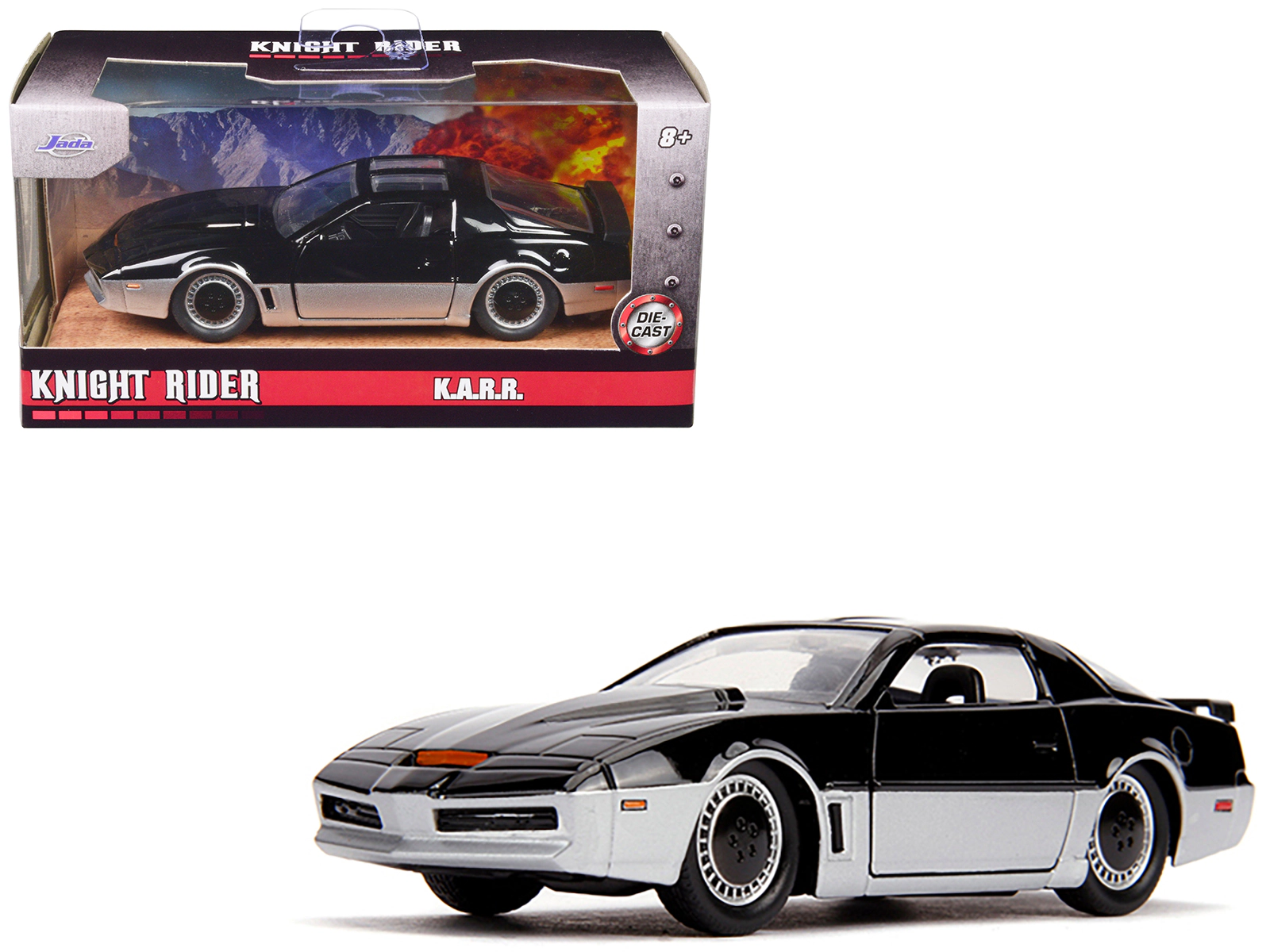 Jada K.A.R.R. Black And Silver "Knight Rider" (1982) Tv Series "Hollywood Rides" Series 1/32 Diecast Model Car By Jada
