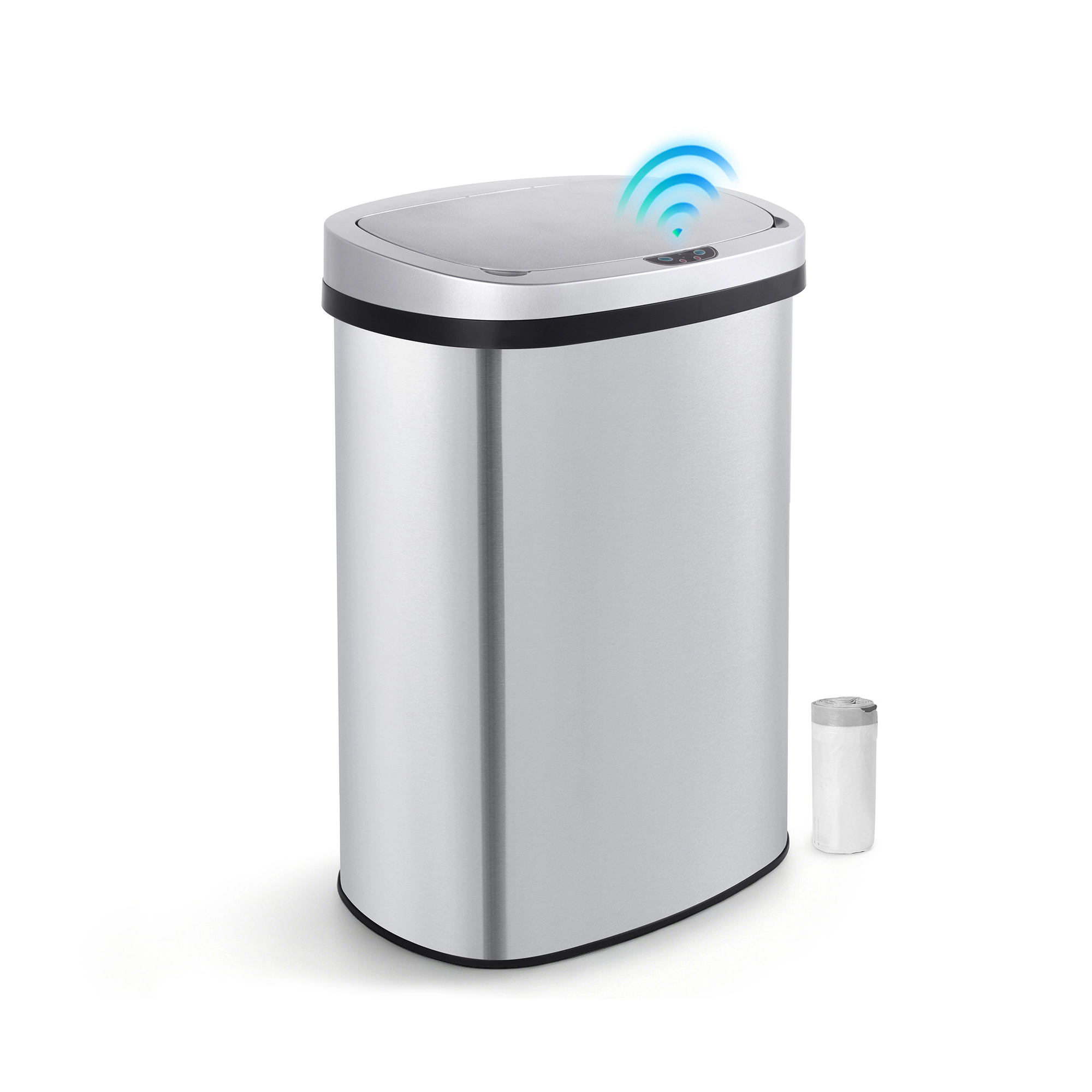 Innovaze 13 Gal./50 Liter Stainless Steel Oval Motion Sensor Trash Can for Kitchen