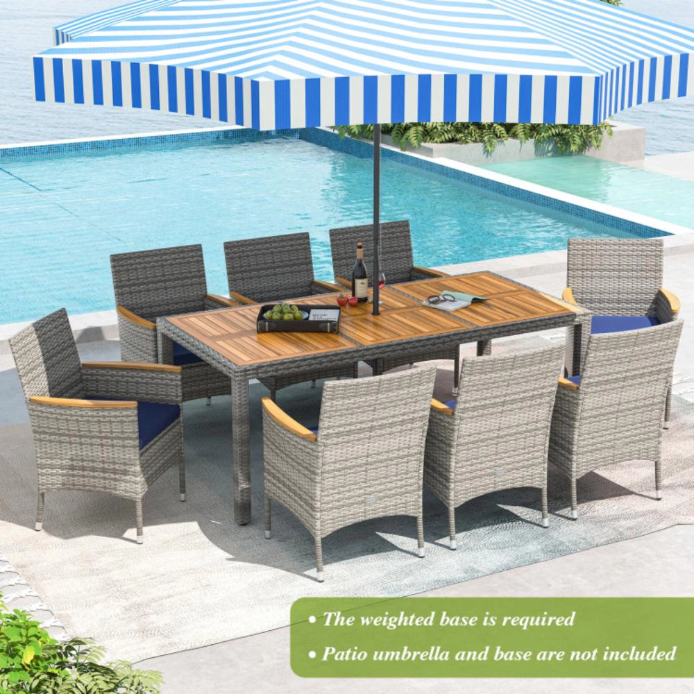 Hivvago 9 Pieces Patio Pe Wicker Dining Set For Deck, Garden And Yard