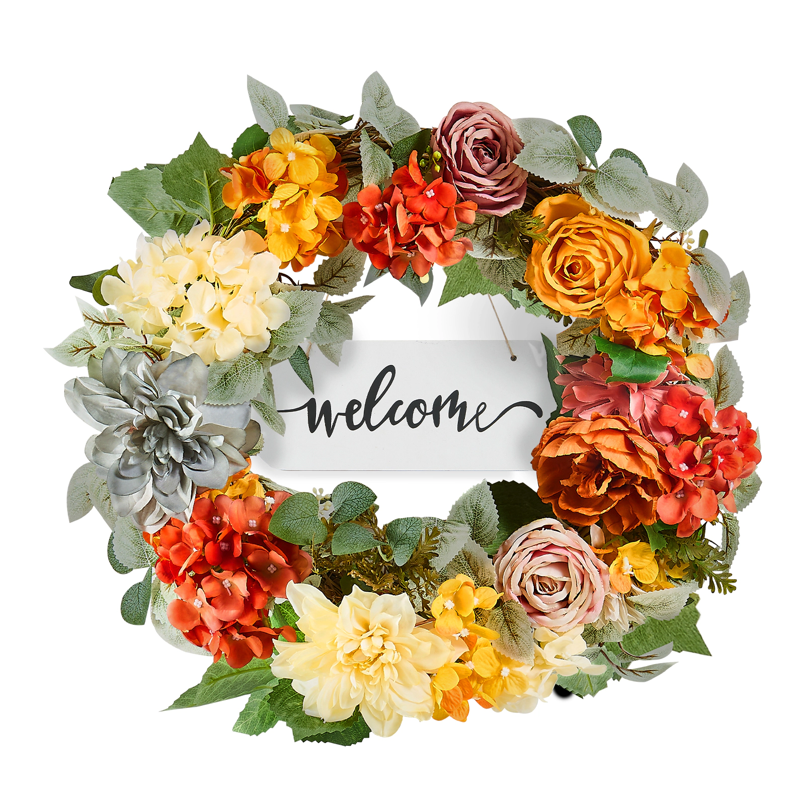 HONGGE Year Round Artificial Decorative Wreath for All Seasons Indoor and Outdoor Home Wall Window Festival Decorations