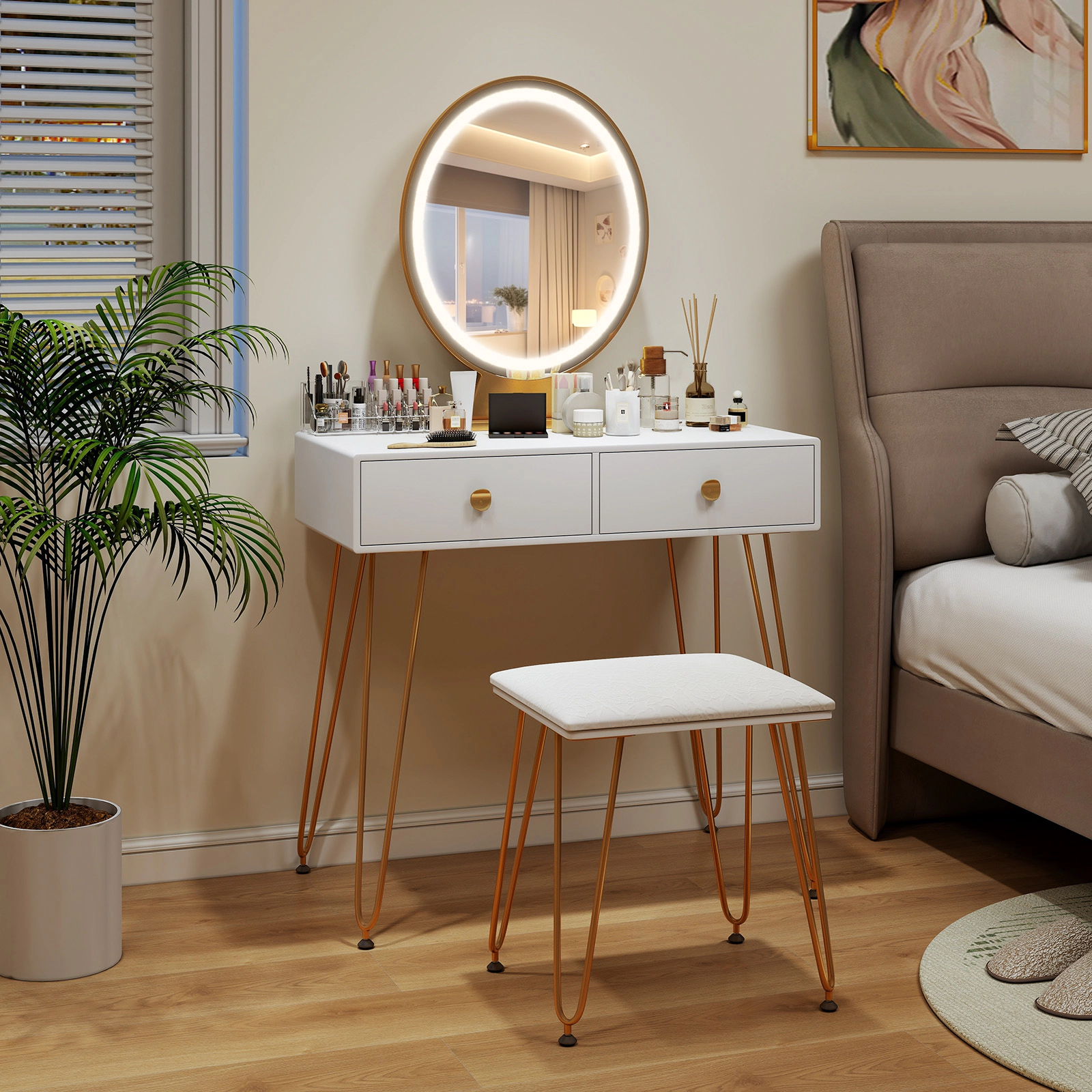 LJG Industrial Makeup Dressing Table with 3 Lighting Modes