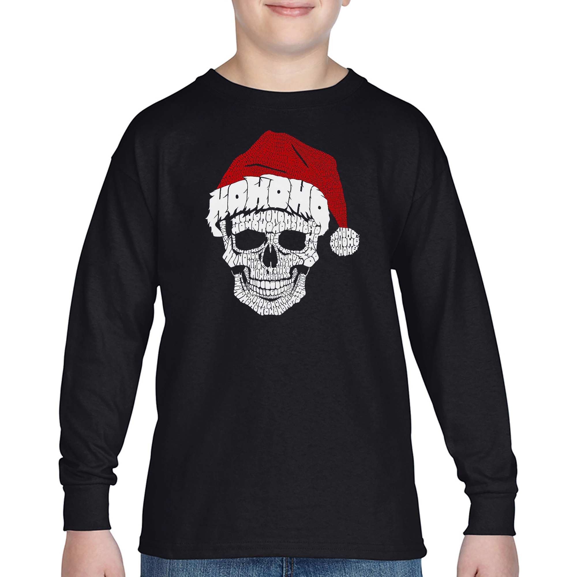 LA Pop Art Boys Long Sleeve T-Shirt - Santa Skull