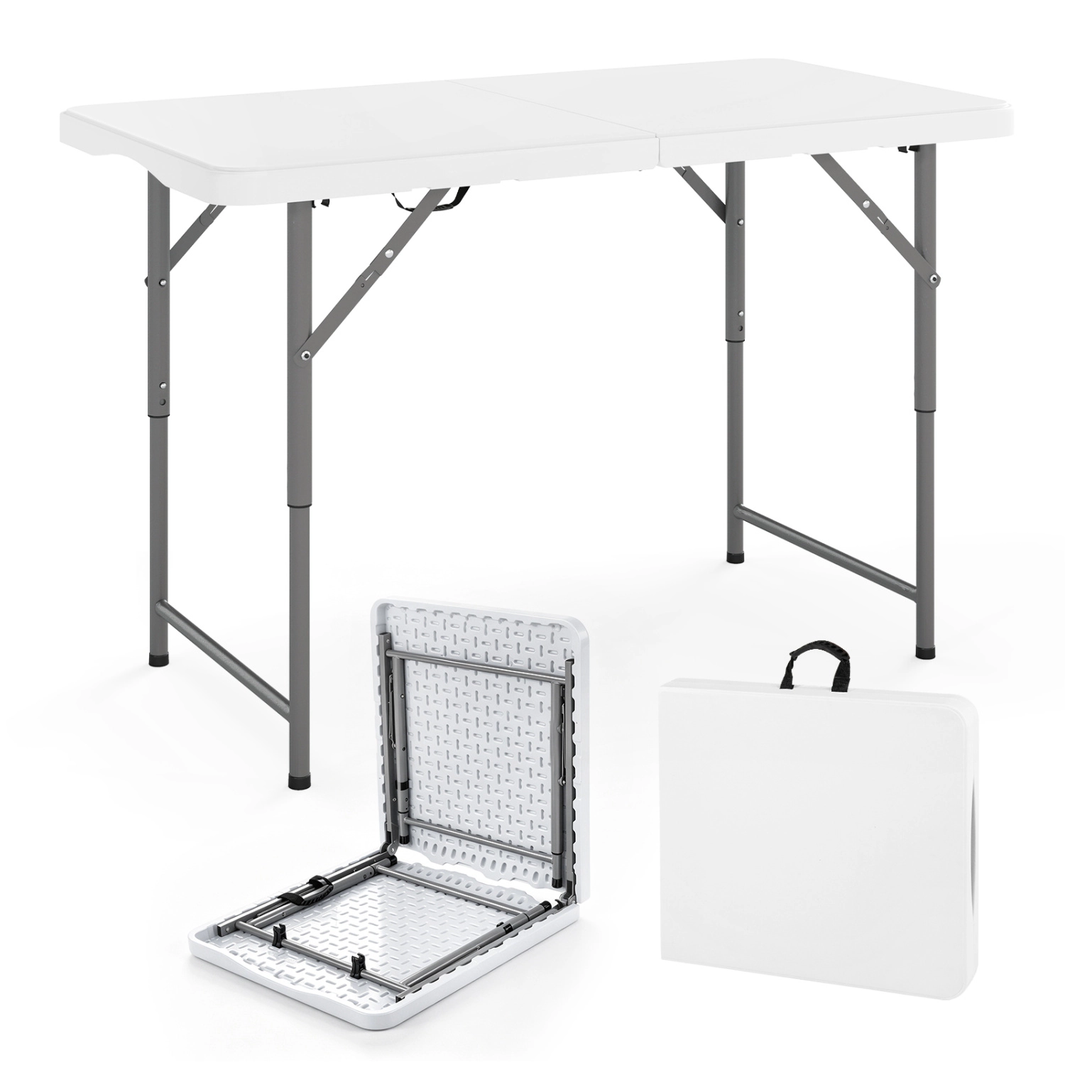 LJG 4 Feet Portable Camping Table with HDPE Tabletop and Metal Legs