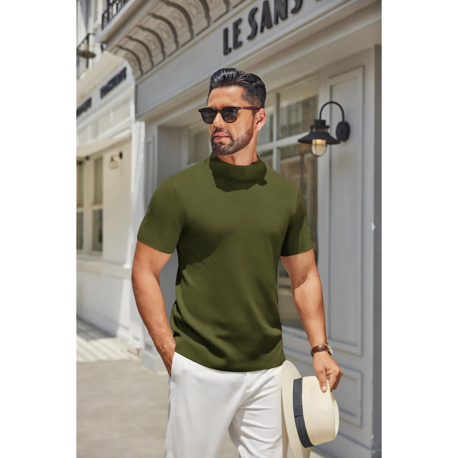 COOFANDY Mens Short Sleeve Button Down Shirt  Lapel Collar Pocket Casual Tops
