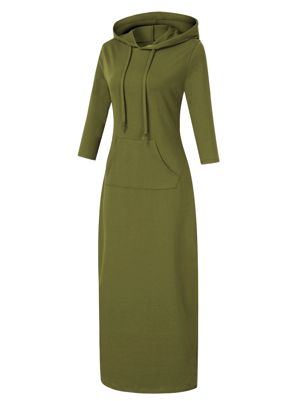 KOJOOIN Women's Casual Long Sleeve Pullover Maxi Skirt Dress Slim Hooded Sweatshirt with Pockets