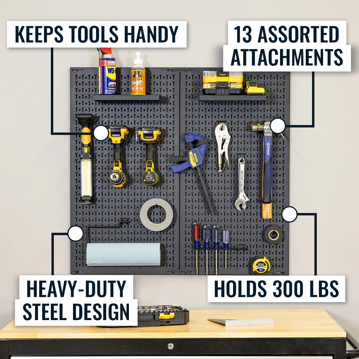 StoreYour 34" x 32" Pegboard, 13 Attachments