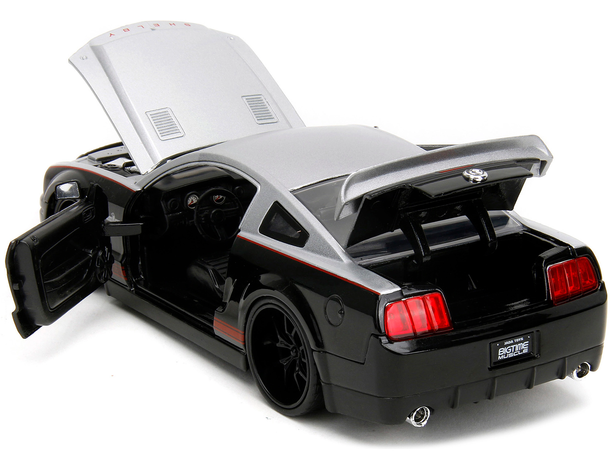 Jada 2008 Ford Shelby Mustang GT-500KR Silver and Black with Red Stripes "Bigtime Muscle" Series 1/24 Diecast