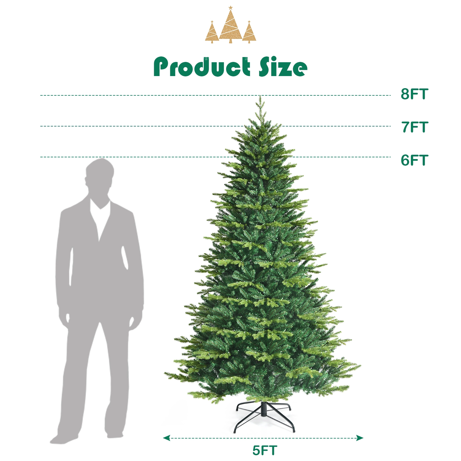SUGIFT 8 ft Pre-Lit Christmas Tree App Controlled with 670 LED Lights and Hinged Branches