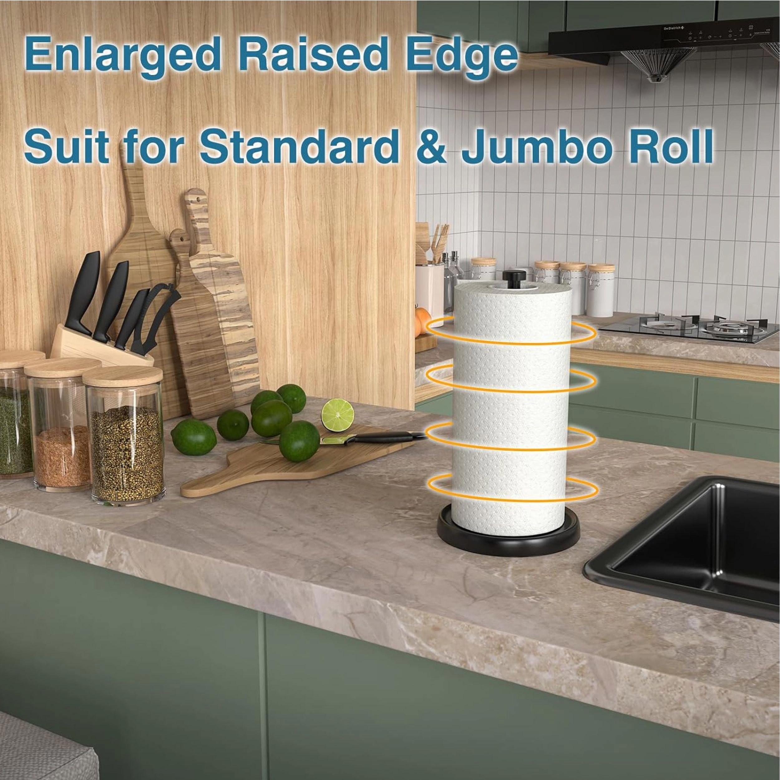 Stock Preferred Stainless Steel Countertop Paper Towel Holder with Weighted Base
