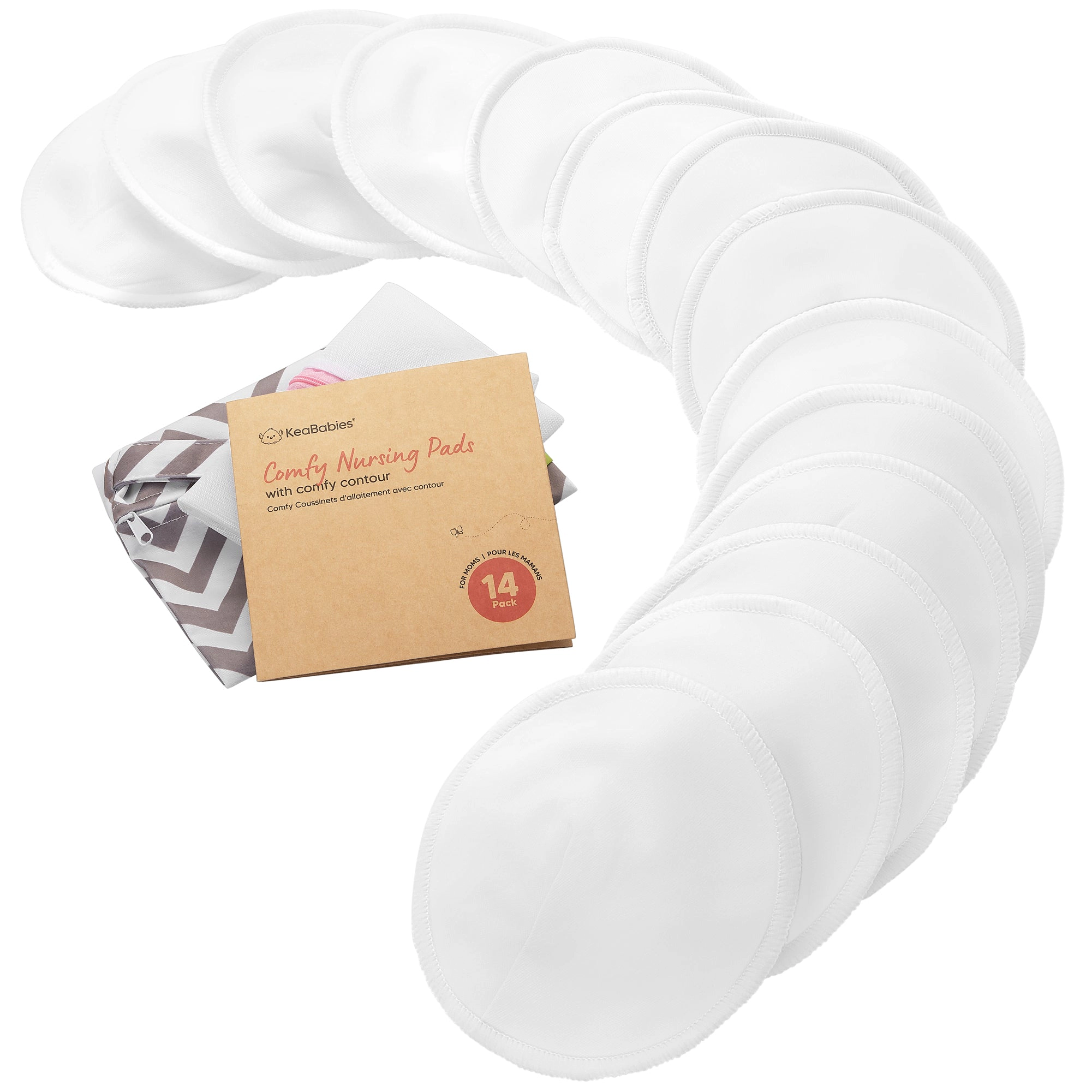 KeaBabies 14-Pack Comfy Nursing Pads (Soft White)
