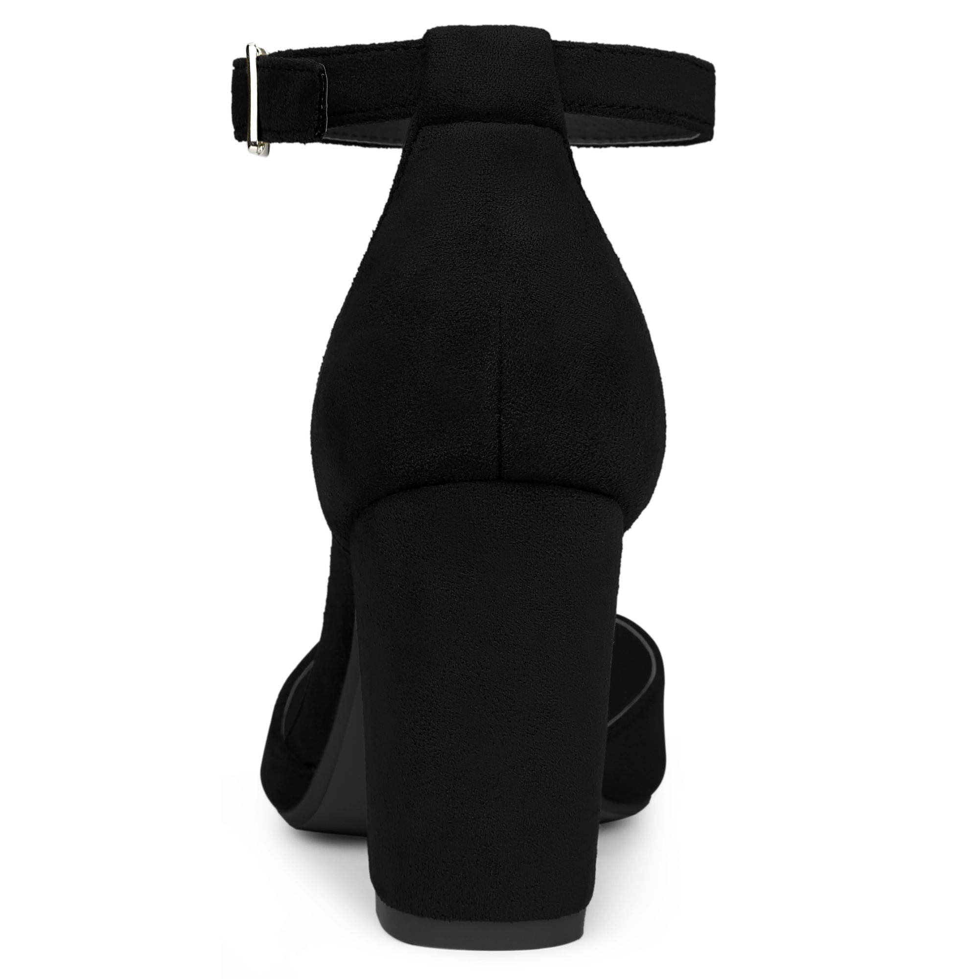 BLISSFUL STEP Women's Ankle Strap Pointed Toe Block Heels Pumps