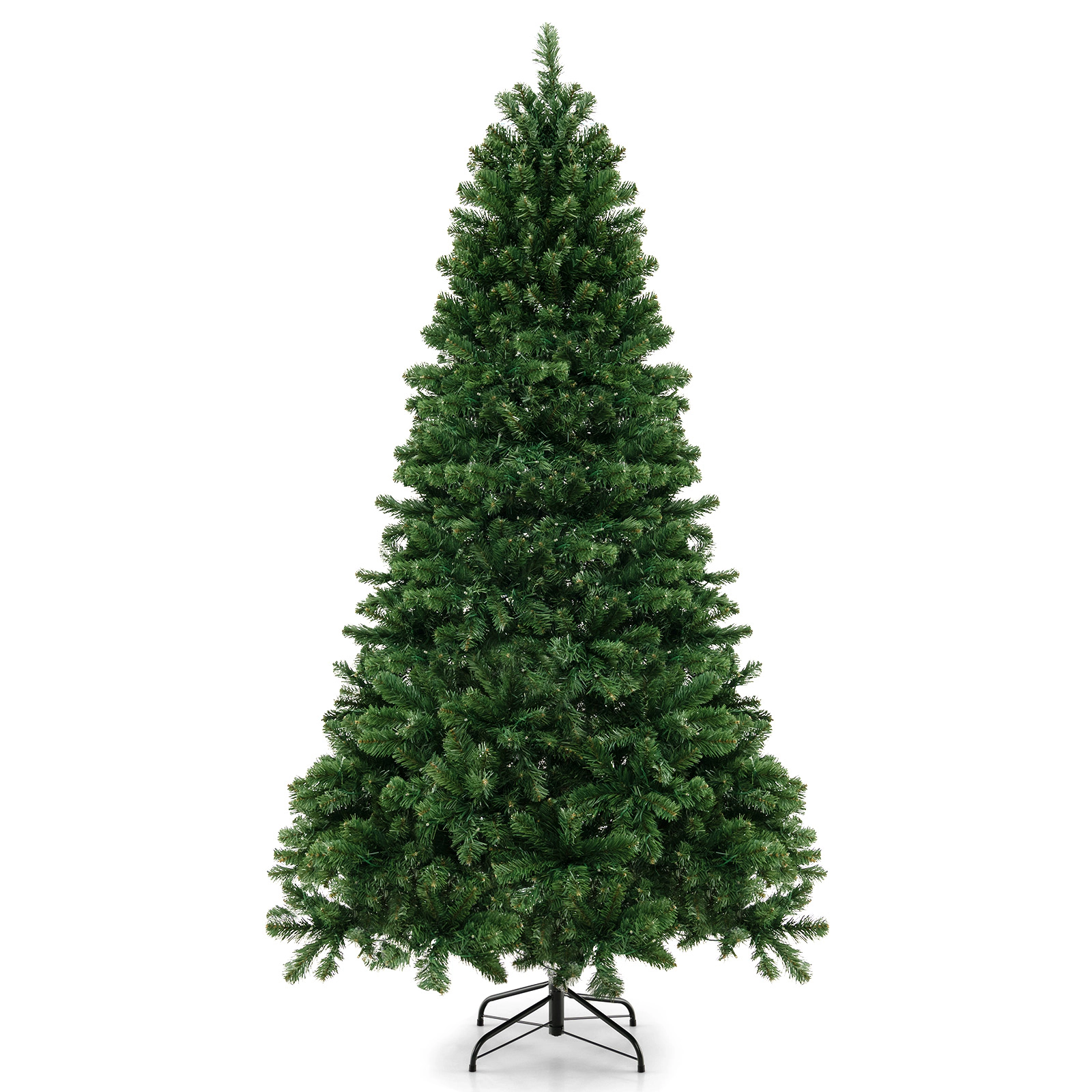 SUGIFT Hinged 7-Foot Green Artificial Christmas Tree PVC Branch Tips 700 Warm White LED Lights 3-Section Metal Stand