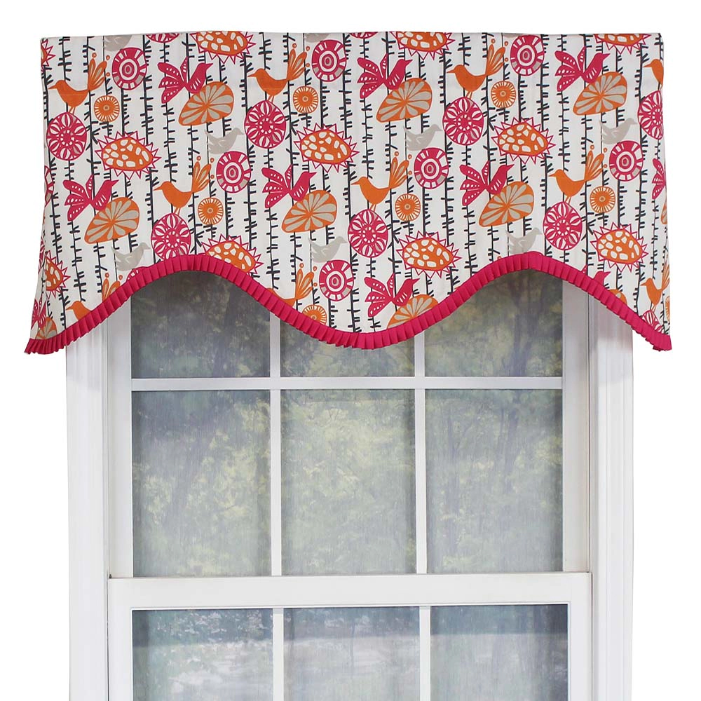 RLF Home Merangerie Window Treatment Ruffled Cornice Premium Quality Valance 3 Rod Pocket 50 x 17 Sherbert Red