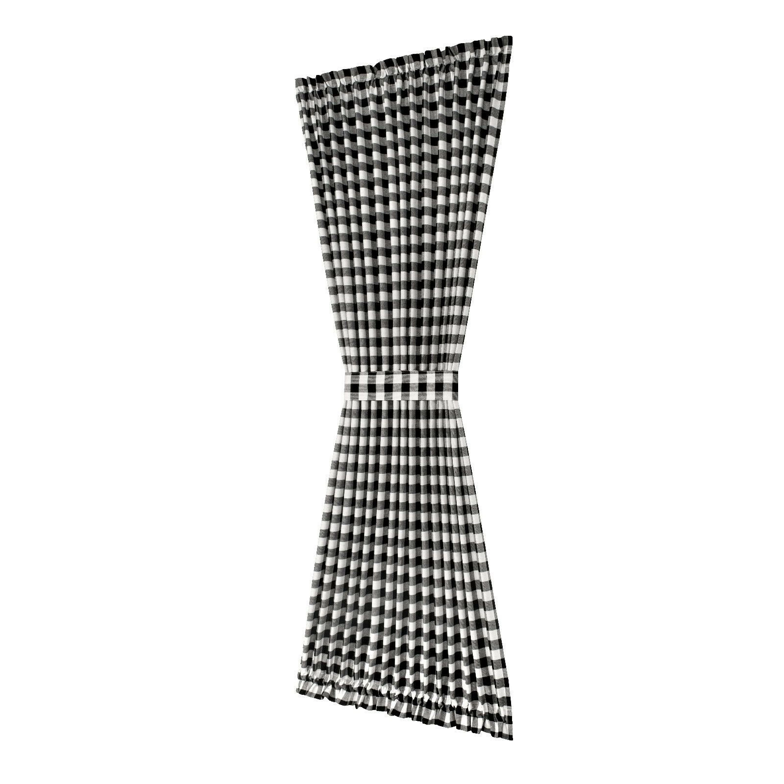 Kate Aurora Plaid Country Farmhouse French Door Curtain Panel With Matching Tieback