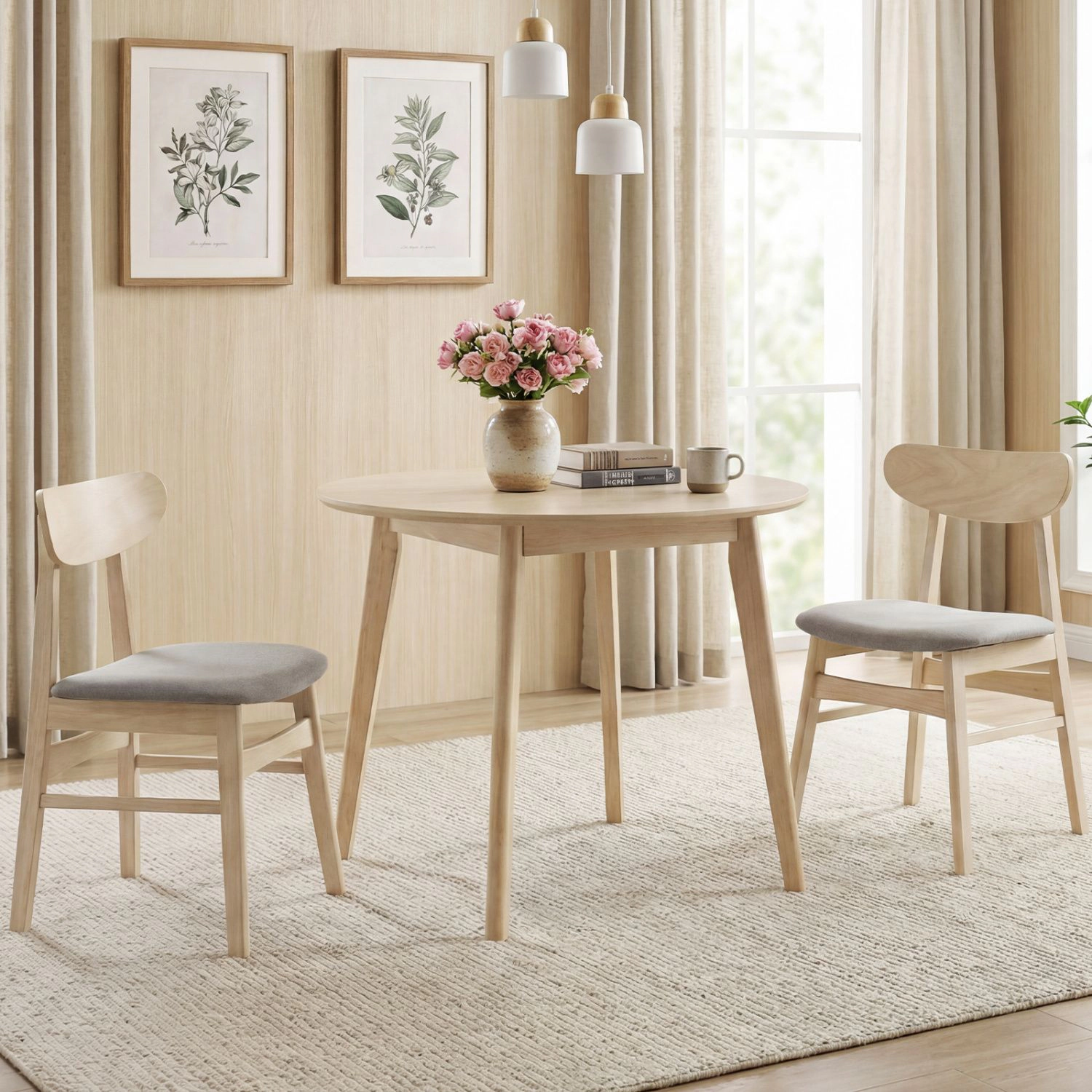SlickBlue Mid-Century Upholstered Dining Chairs Set of 2