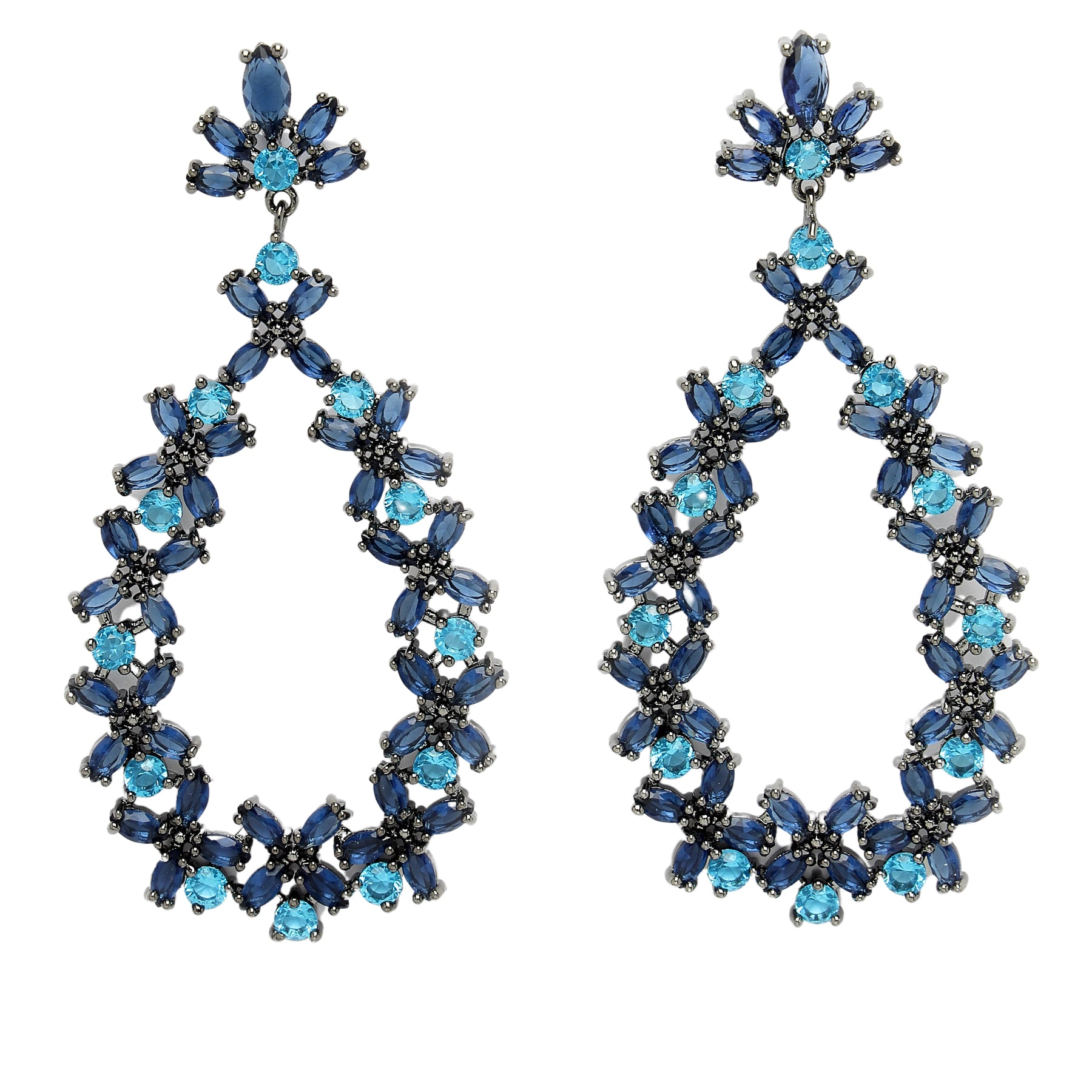 AGP PARIS Womens Diva Collection Dainty Zirconia Floral Drop Earrings