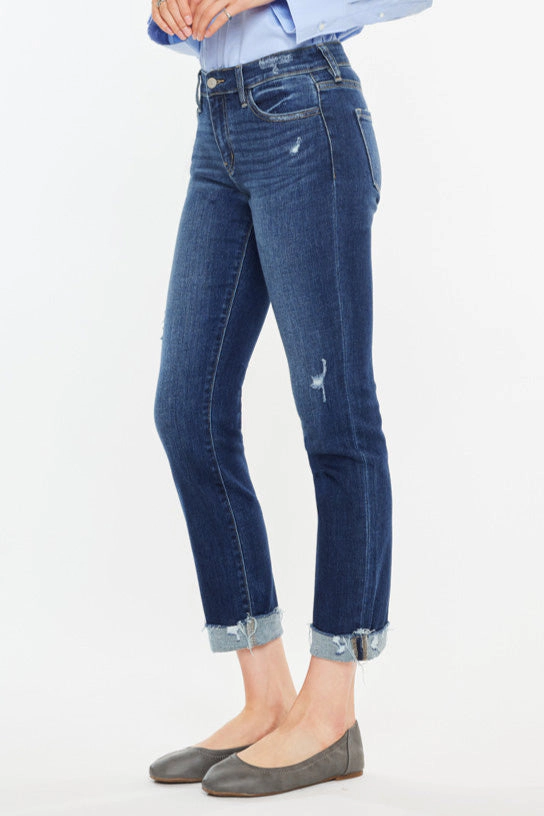 KanCan Women's Essentials Mid Rise Slim Straight Leg Jeans Emely