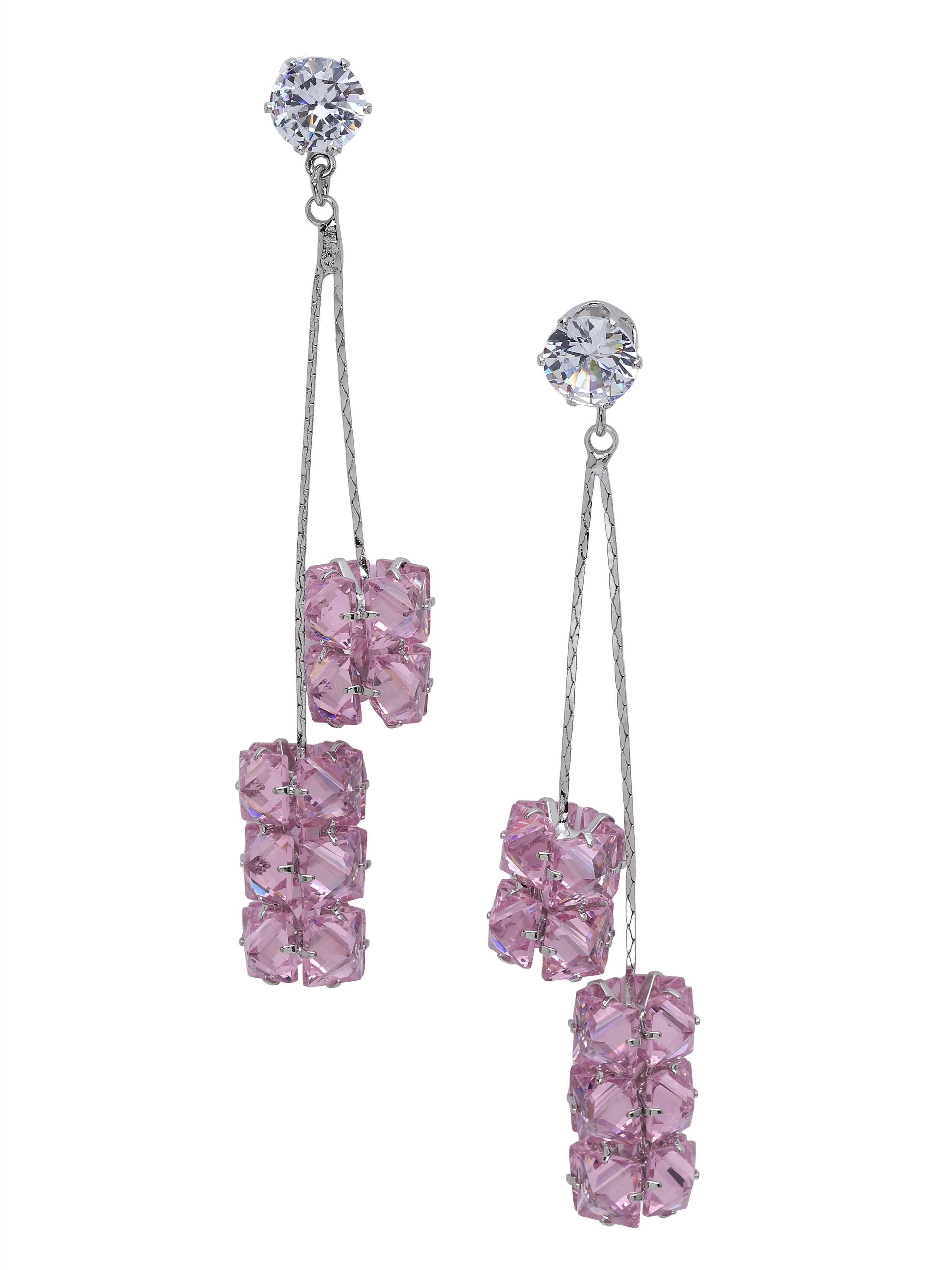 AGP PARIS Womens Crystal Ribbon Tassel Drop Earrings