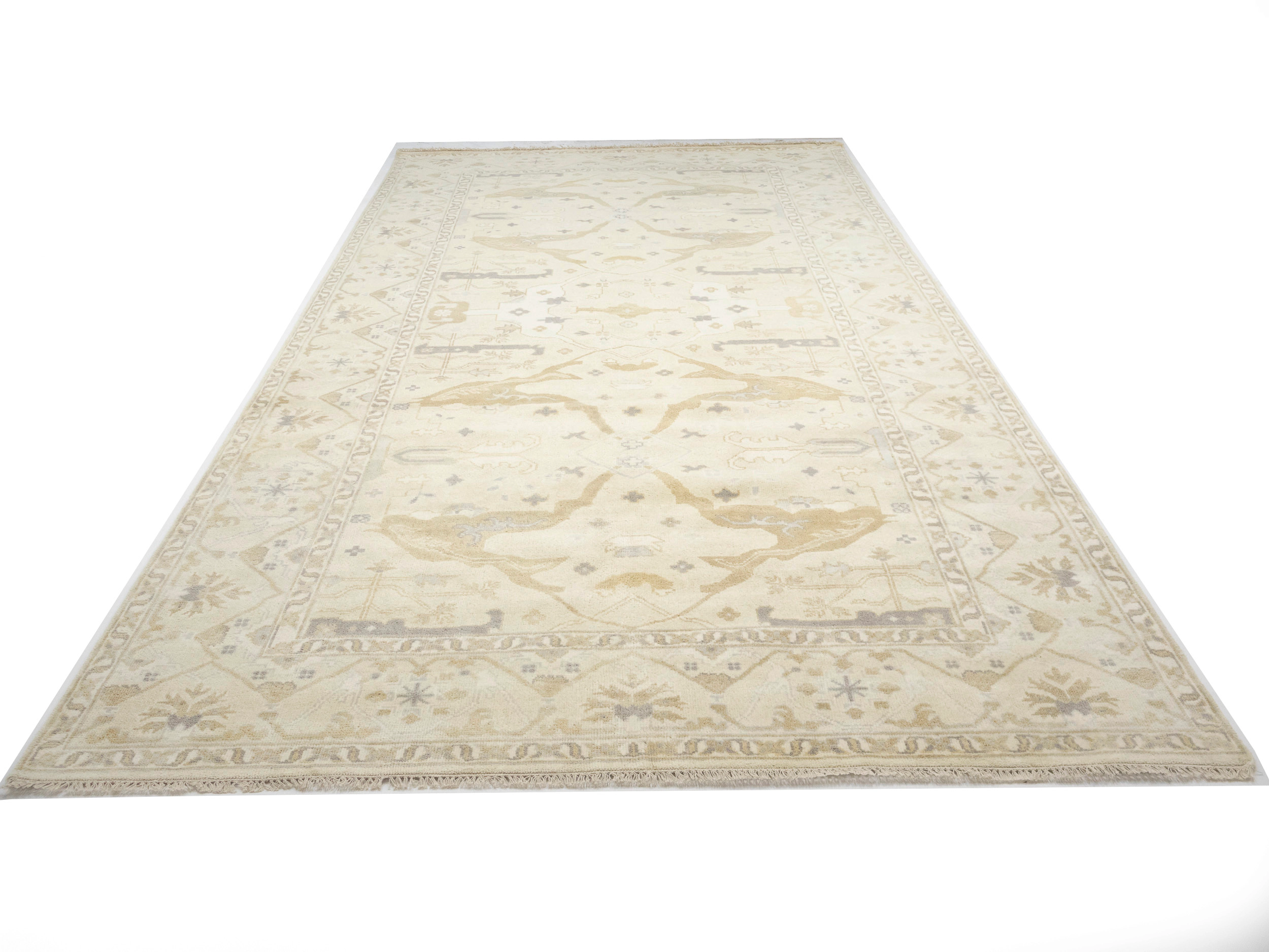 Magic Rugs Beige Floral 9X18 Oushak Oriental Rug