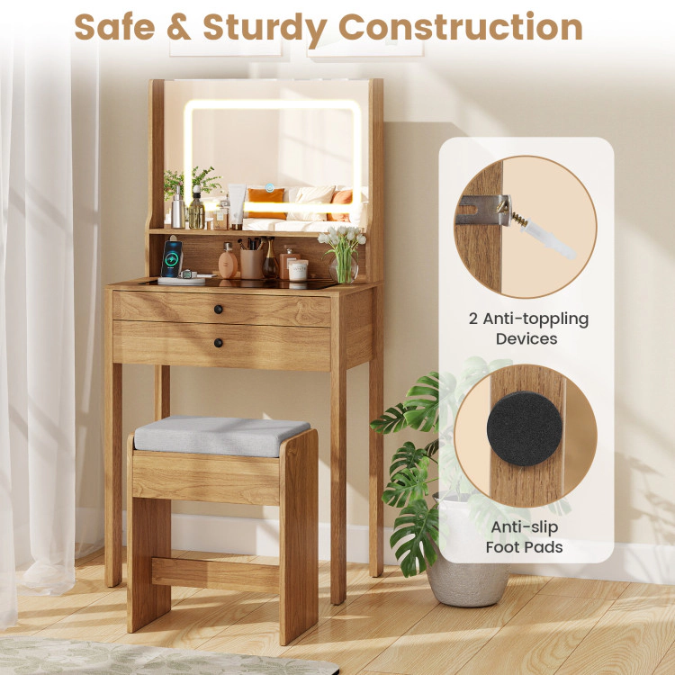 Hivvago Small Vanity Desk With Mirror And Lights For Bedroom