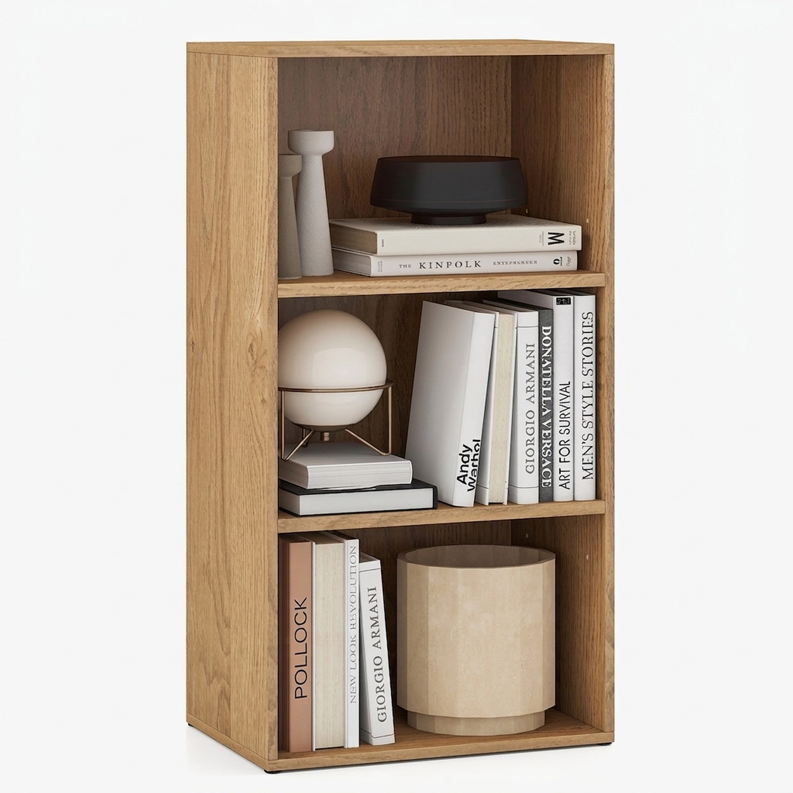 SUGIFT Natural 3-Tier Cube Bookcase with 5-Position Adjustable Shelves