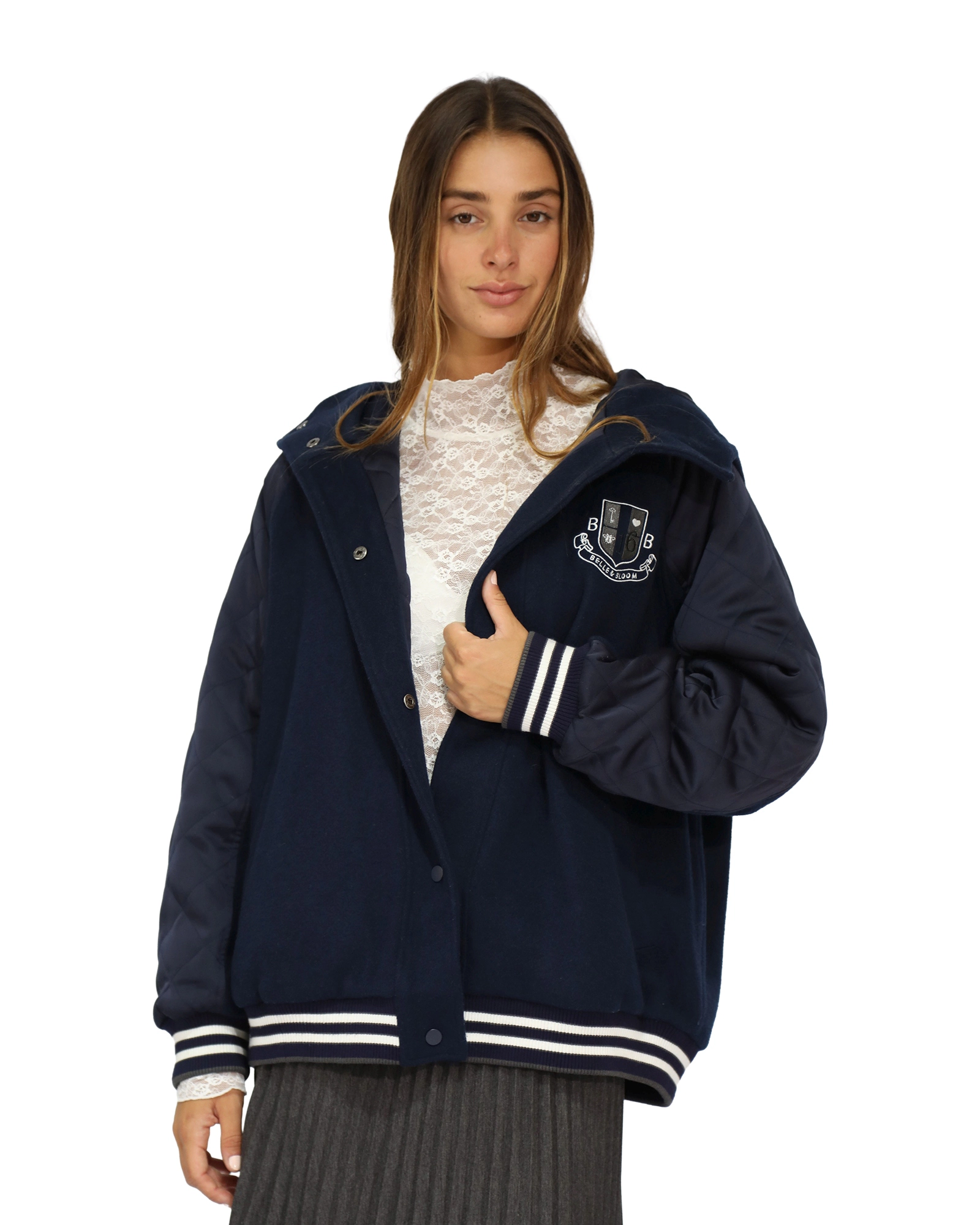 美品✨バーバリーブルーレーベル ミックスツイード ジャケット Pコート 38 Belle & Bloom Remix Bomber Varisty Jacket - JCPenney