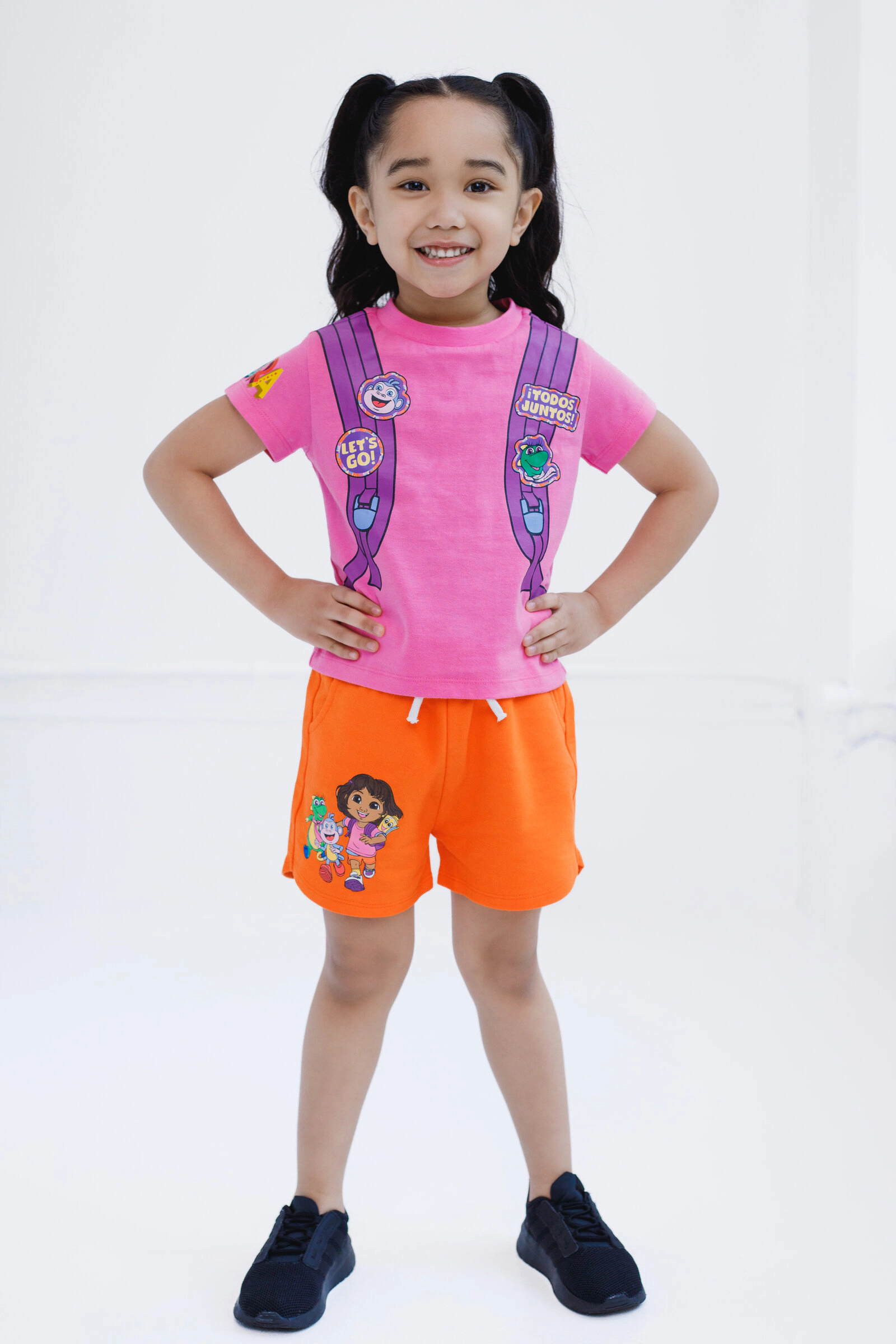 Dora the Explorer Girls' Cosplay 2-Piece Tee and Shorts Set
