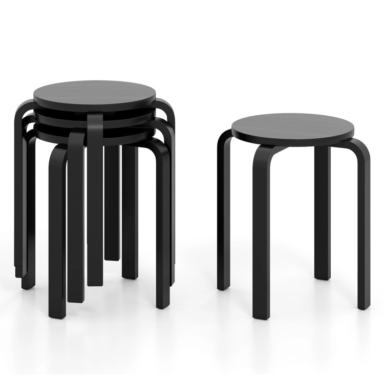 Hivvago Set Of 4 Stackable Bentwood Dining Chairs With Round Top