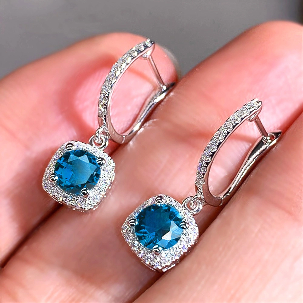 Wardrobe Whimsy Cushion Cut Cubic Zirconia Halo Dangle Hoop Earrings