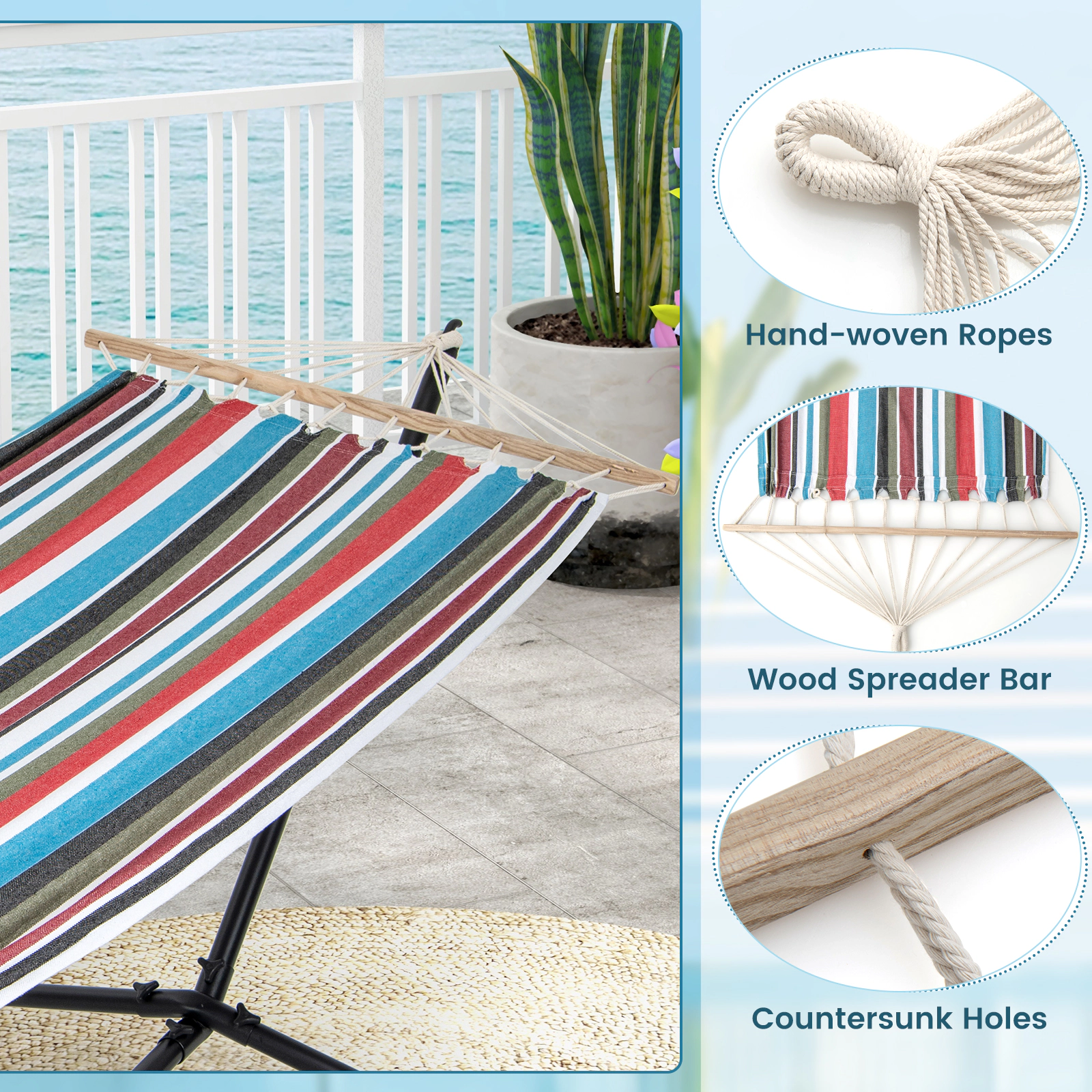 Slickblue Unisex Portable Poly-Cotton Outdoor Hammock Set