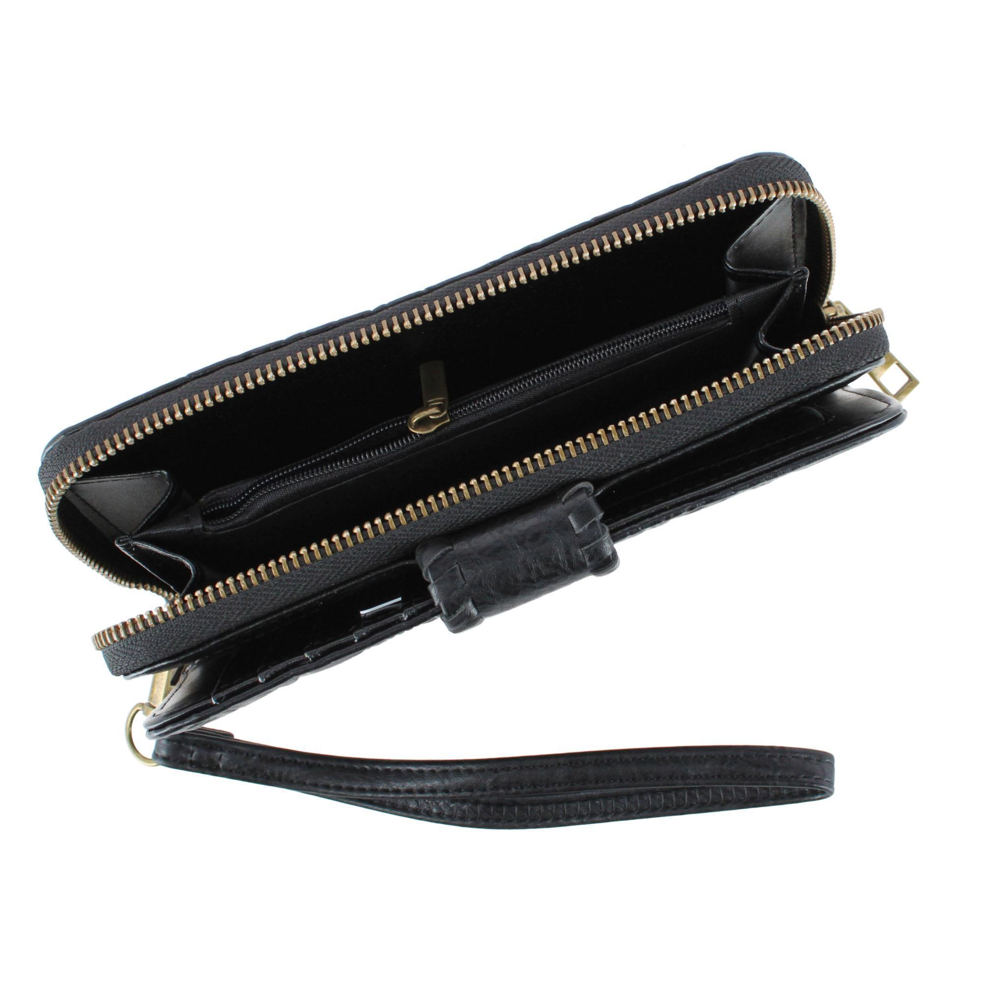 CTM Women's Floral Embossed Premium Faux LeatherWristlet Wallet