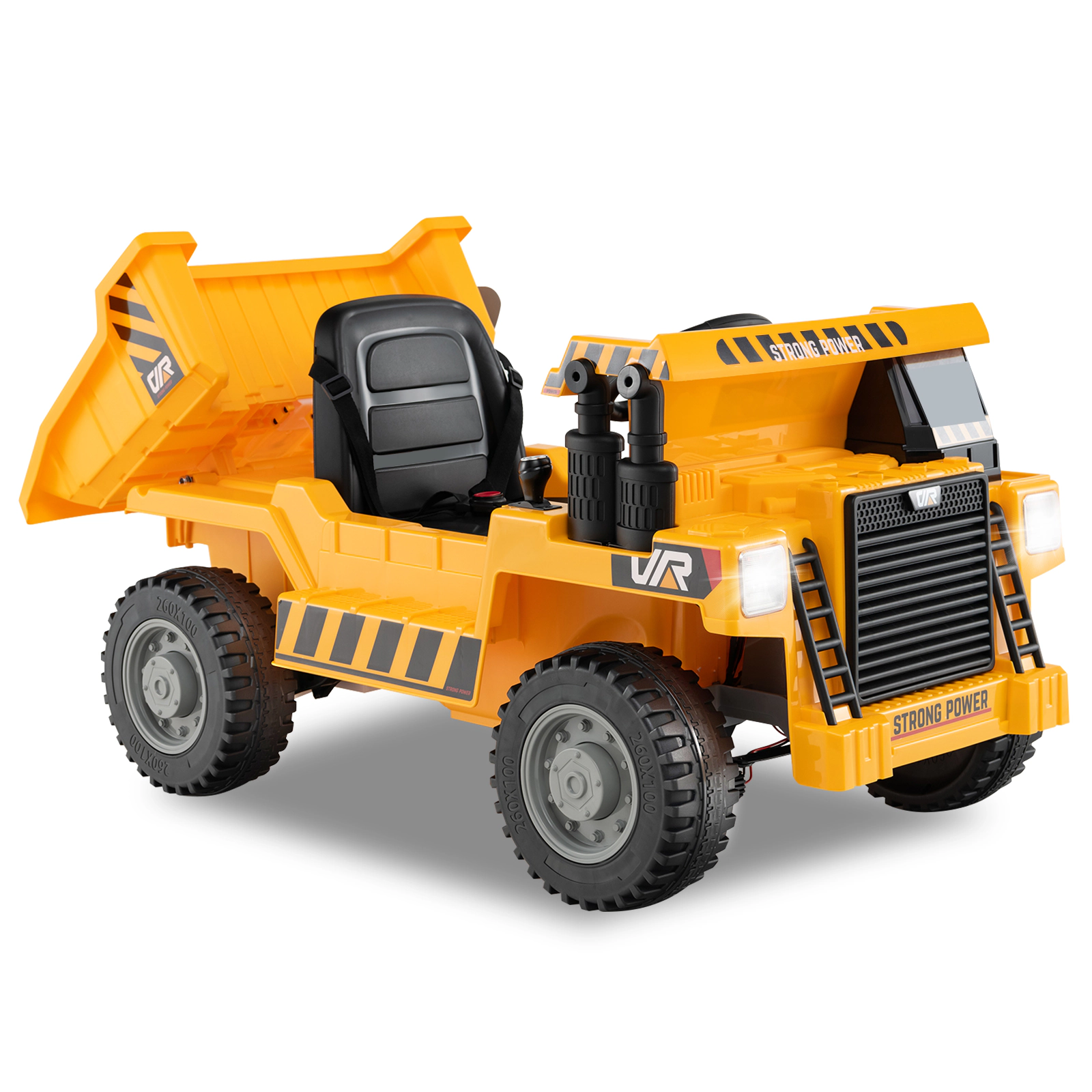 SUGIFT 12V Kids Ride On Dump Truck Car with Electric Dump Bed 66-lb Seat Capacity Ages 37-96 Months Green/Yellow