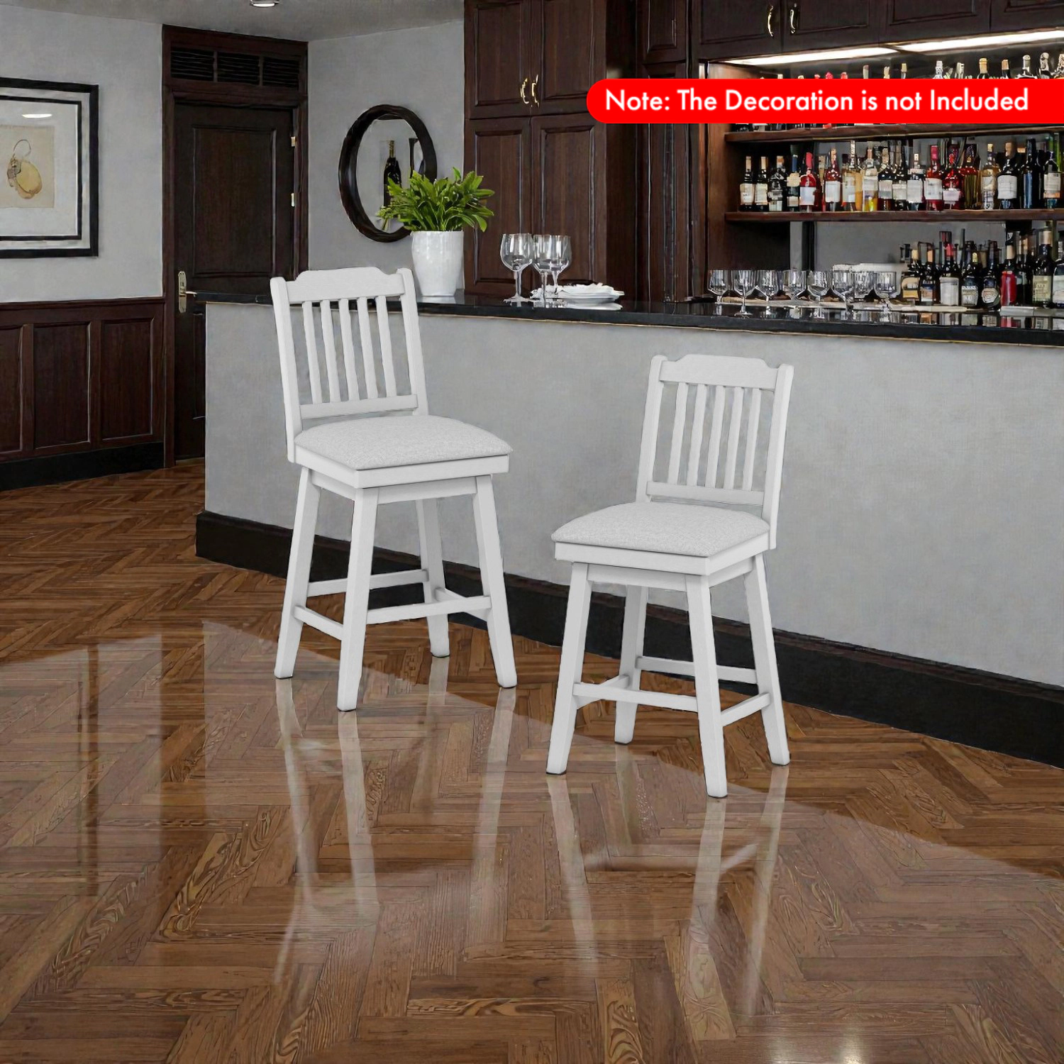 Hivvago Stylish 25-Inch Counter Height Stools with Cushioned 360° Rotating Seat - Set of 2
